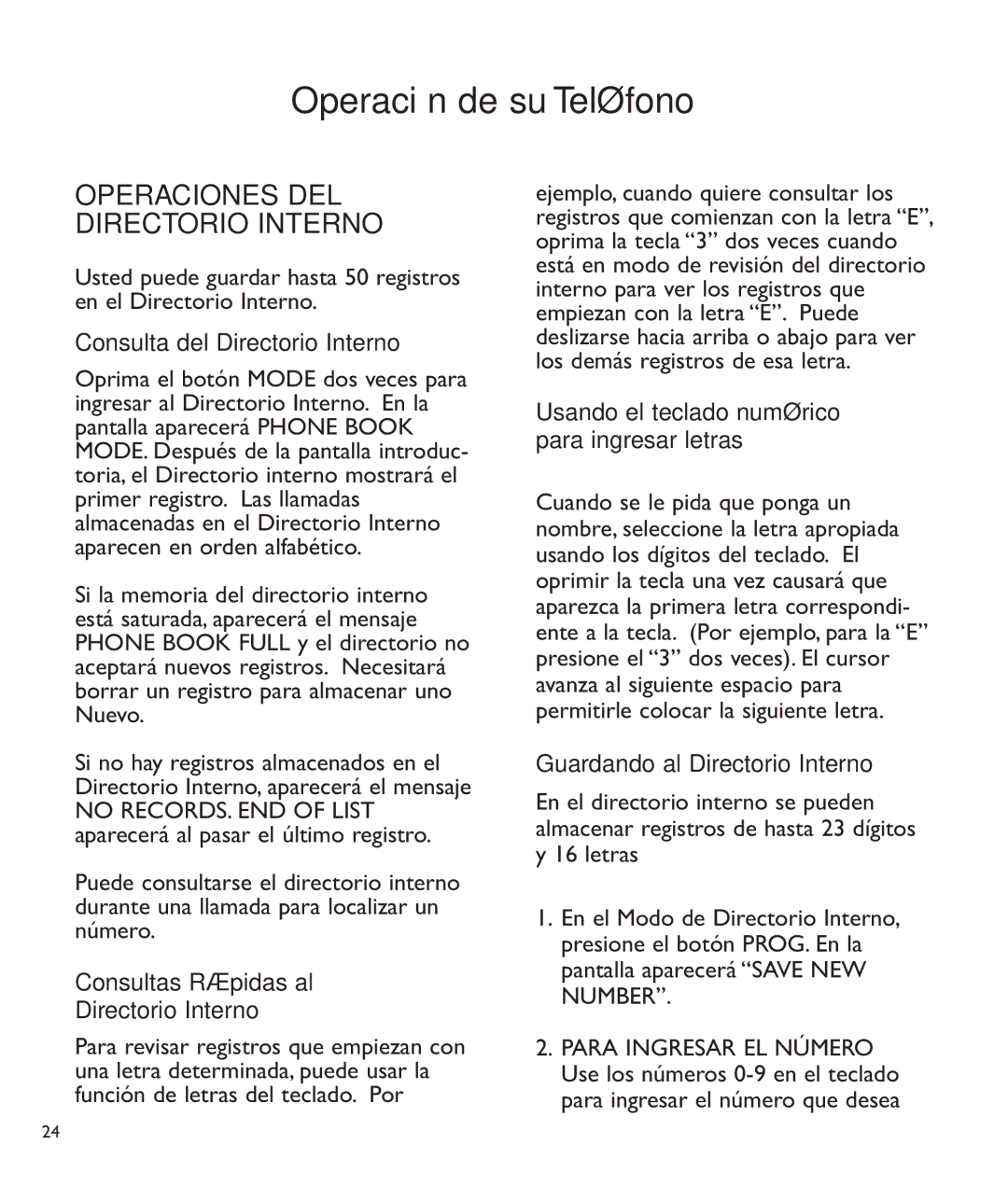 Clarity c2210 Operaciones DEL Directorio Interno, Consulta del Directorio Interno, Consultas Rápidas al Directorio Interno 