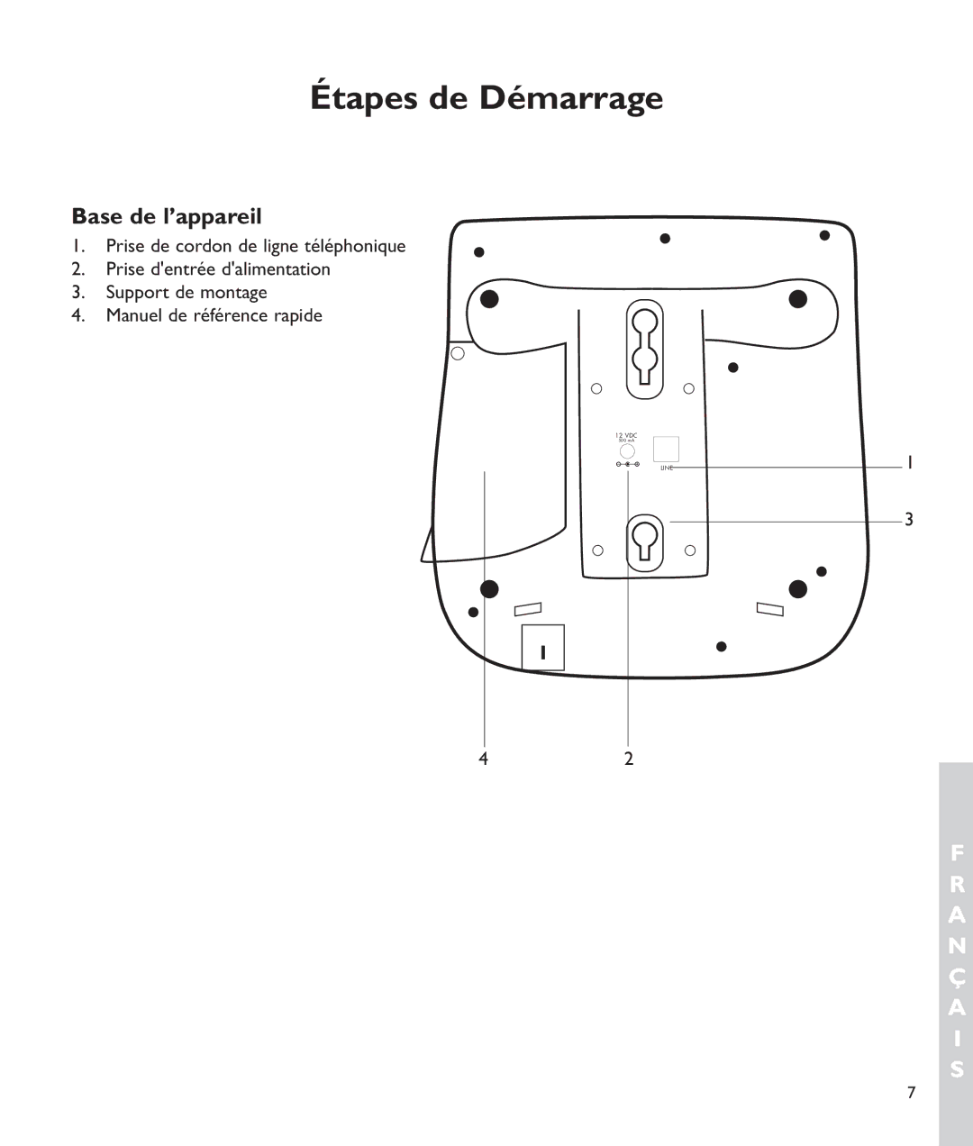 Clarity c2210 manual Base de l’appareil 