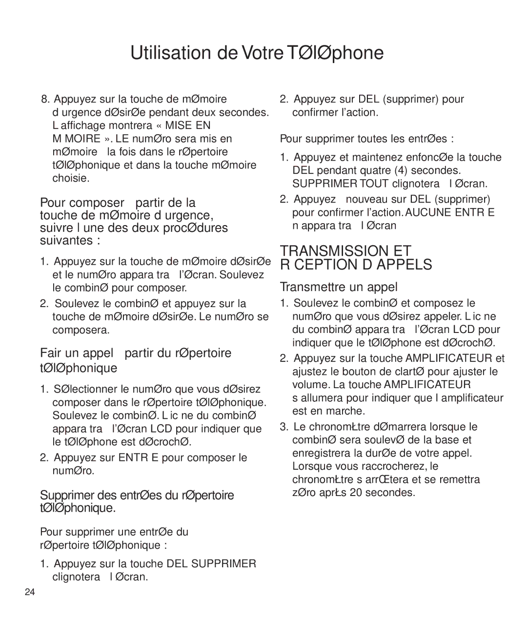 Clarity c2210 Transmission ET Réception D’APPELS, Fair un appel à partir du répertoire téléphonique, Transmettre un appel 