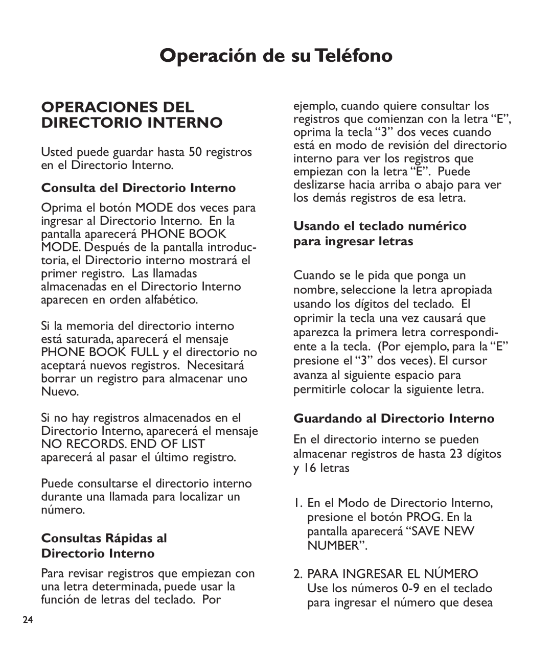 Clarity c2210 Operaciones Del Directorio Interno, Consulta del Directorio Interno, Consultas Rápidas al Directorio Interno 