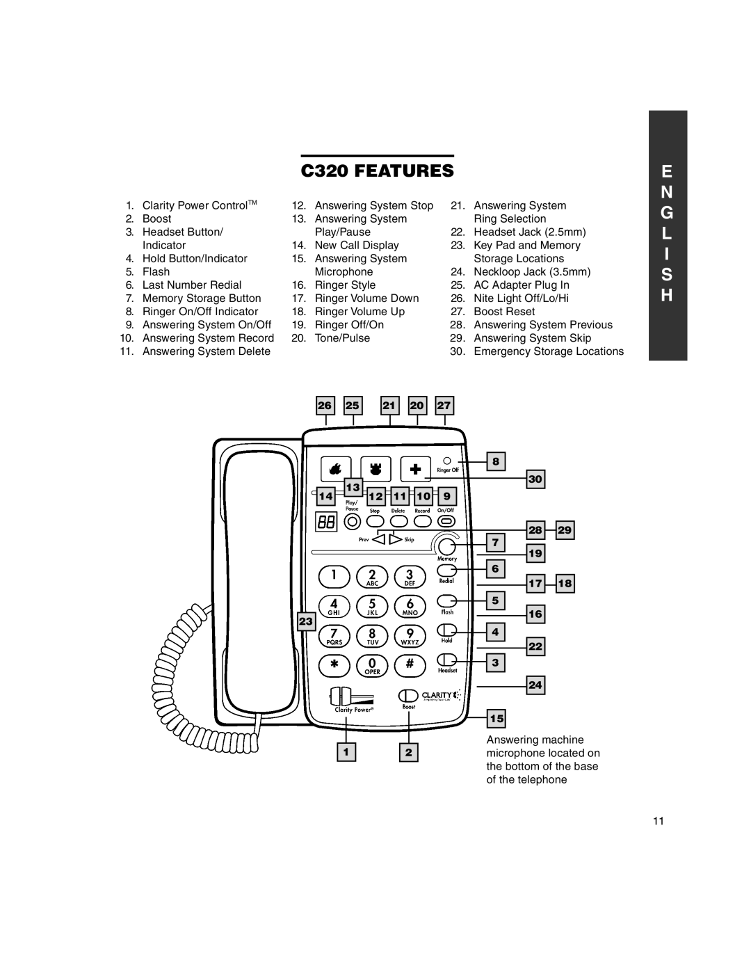 Clarity manual C320 Features 