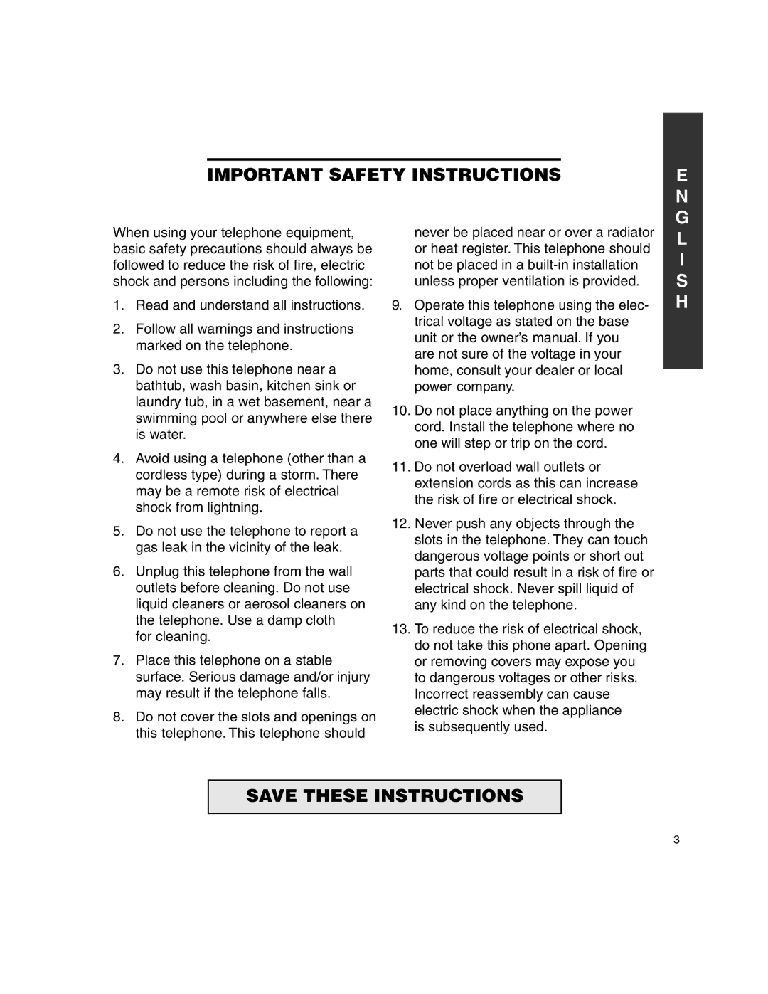 Clarity C320 manual Important Safety Instructions 