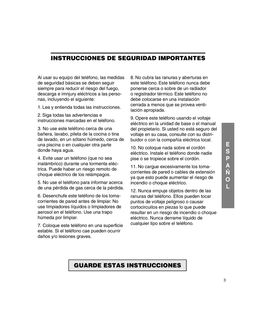 Clarity C320 manual Instrucciones DE Seguridad Importantes, Guarde Estas Instrucciones 