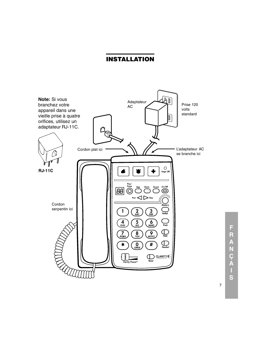 Clarity C320 manual RJ-11C 