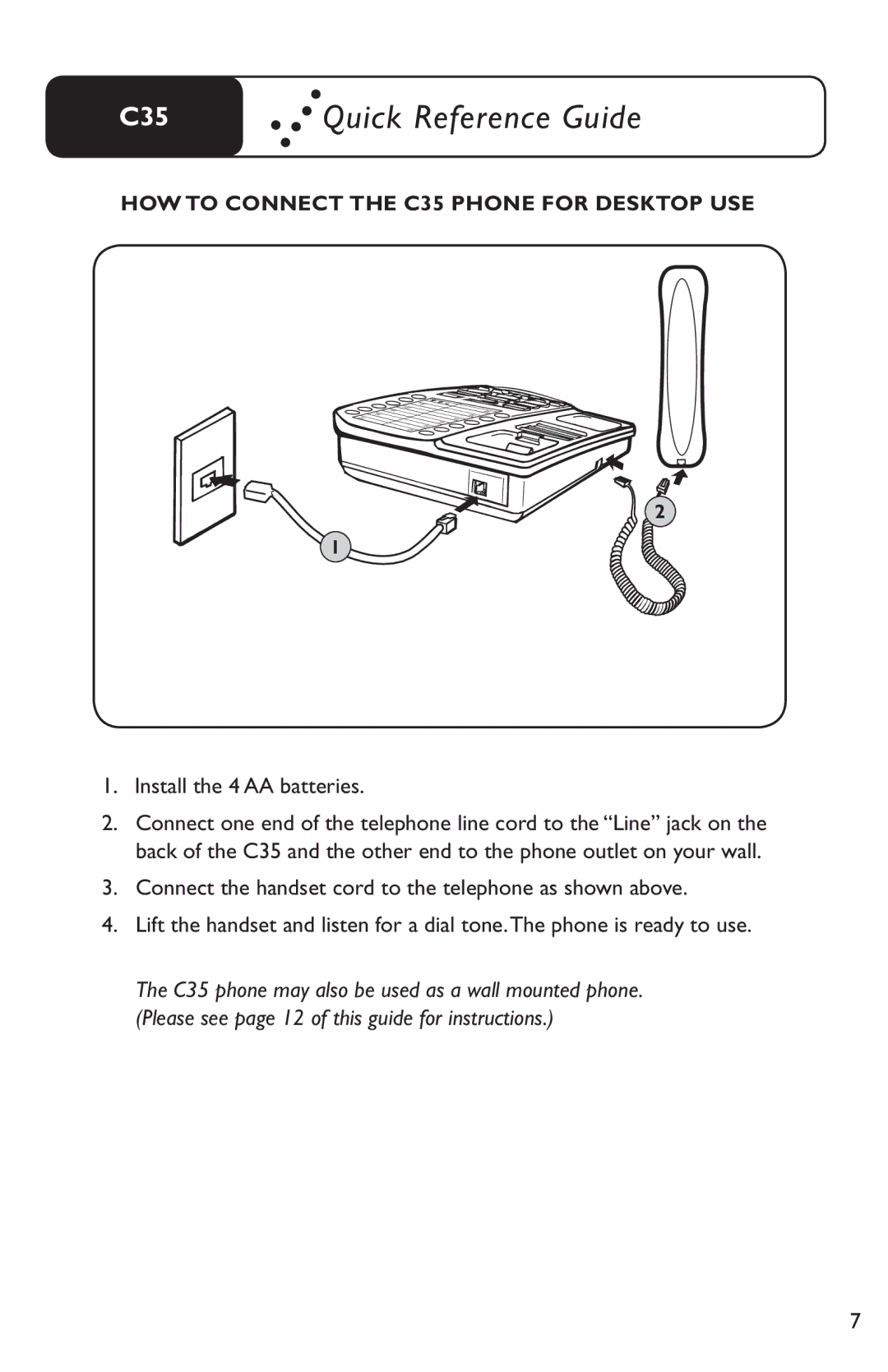 Clarity manual HOW to Connect the C35 Phone for Desktop USE 