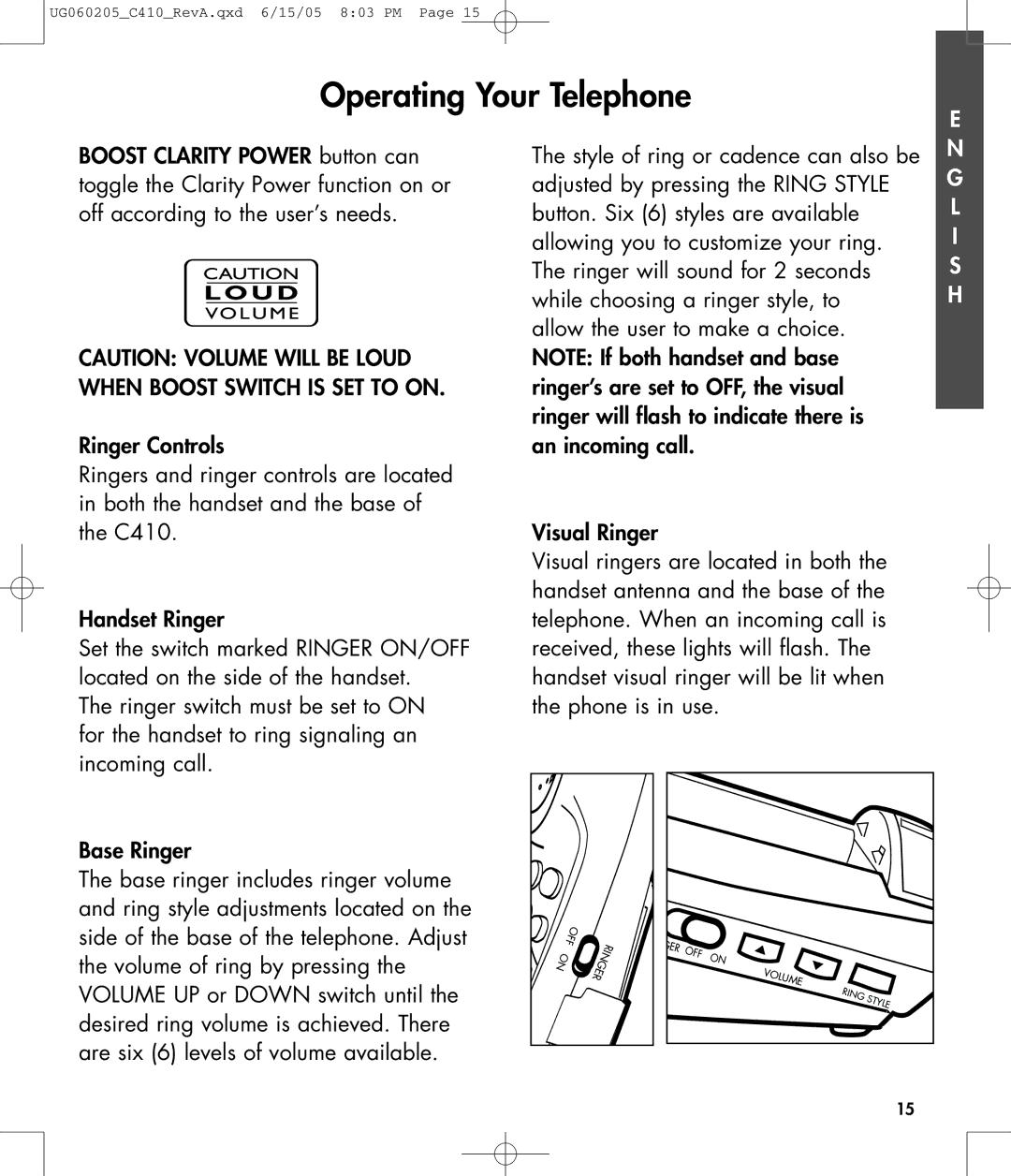 Clarity C410 owner manual Volume 