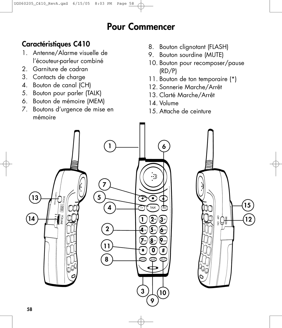 Clarity owner manual Pour Commencer, Caractéristiques C410 