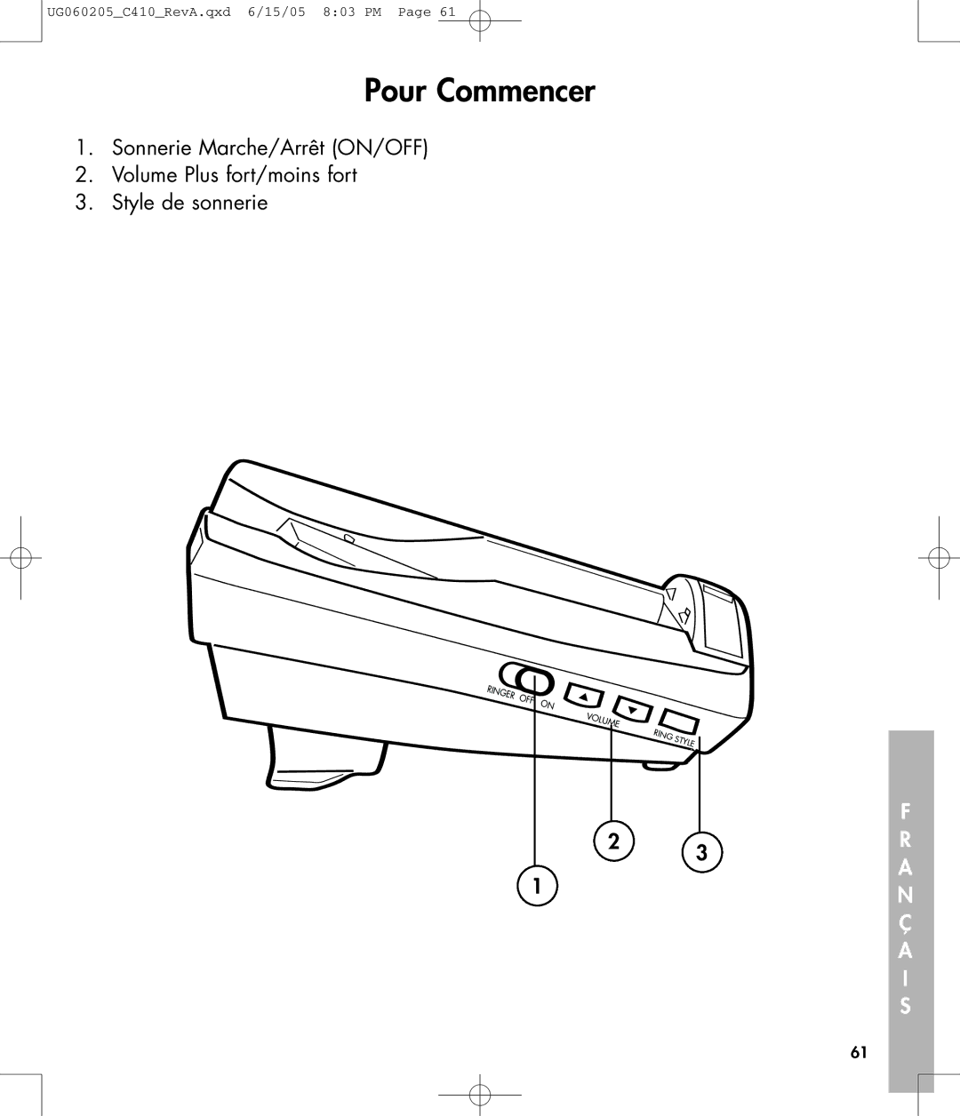 Clarity C410 owner manual Ringer 