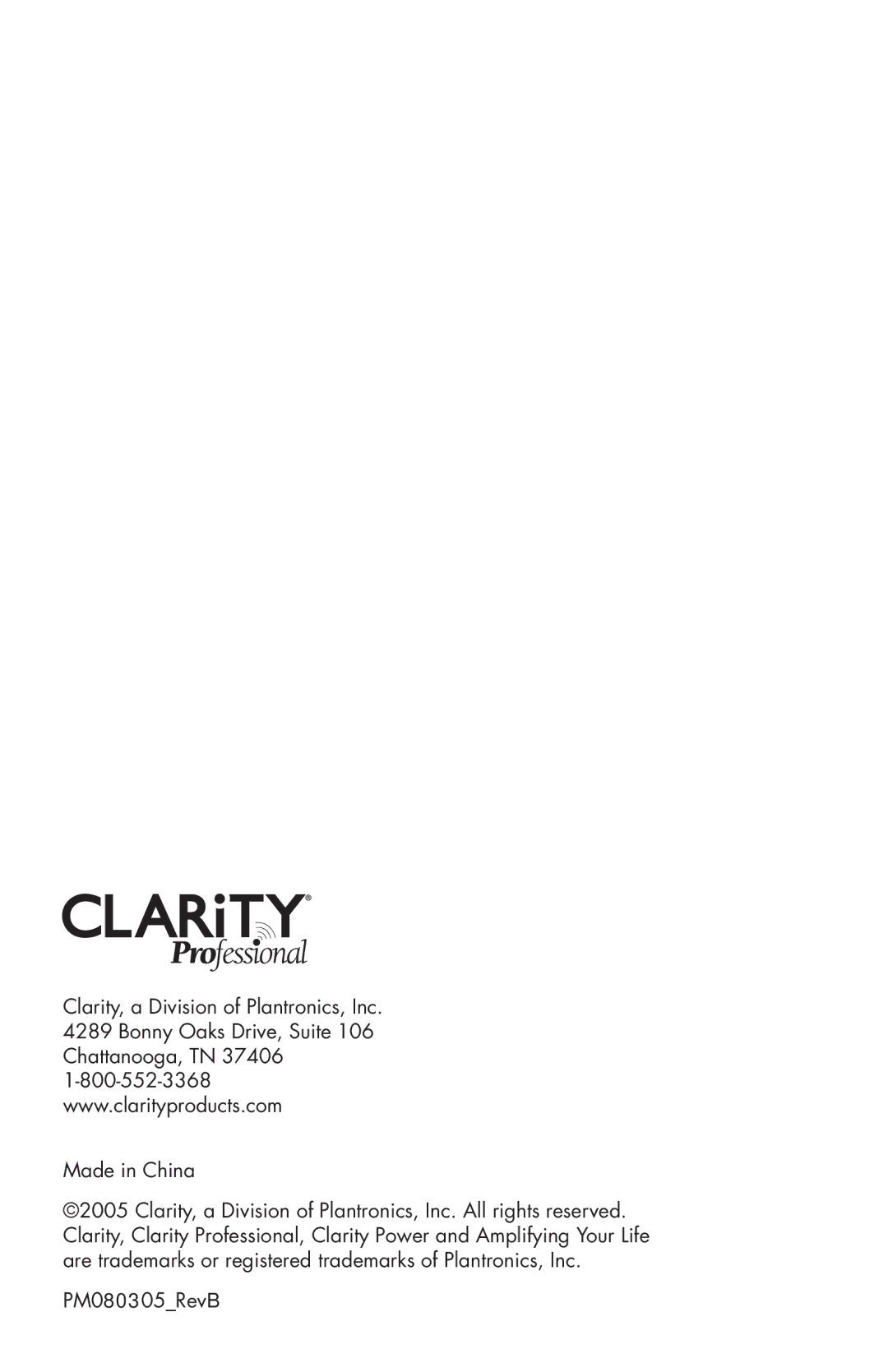 Clarity C4205 manual 