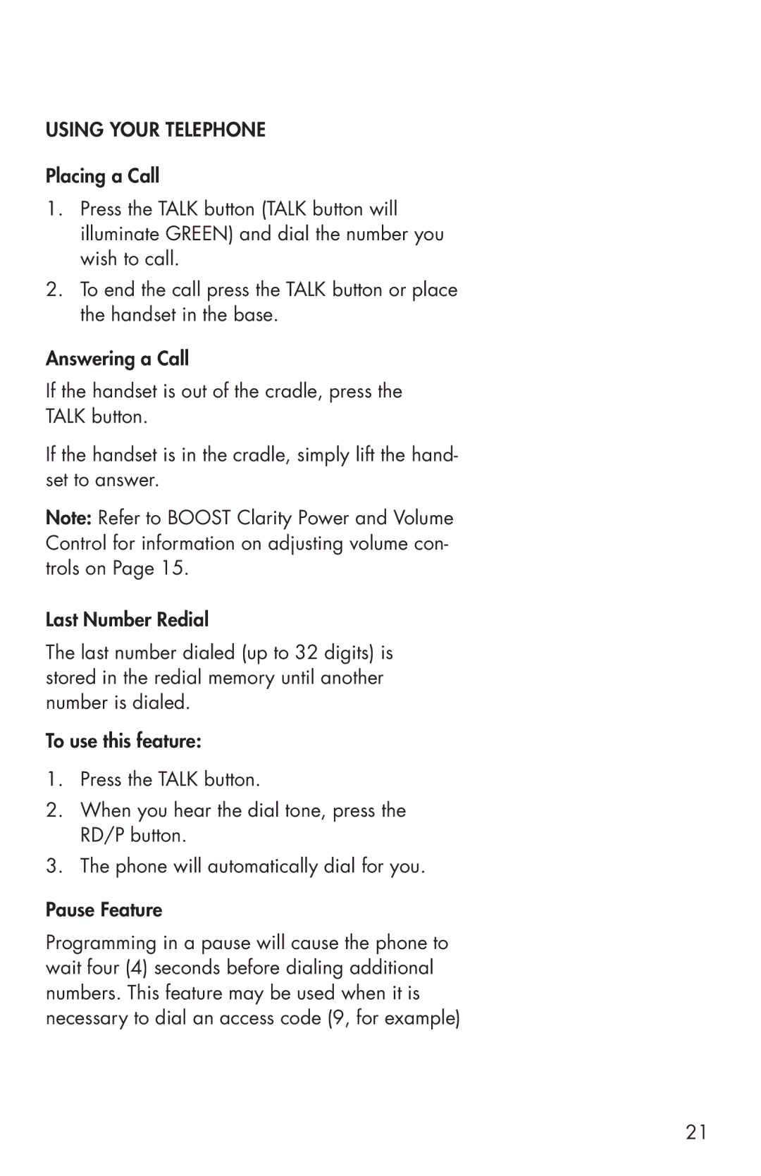 Clarity C4205 manual Using Your Telephone 