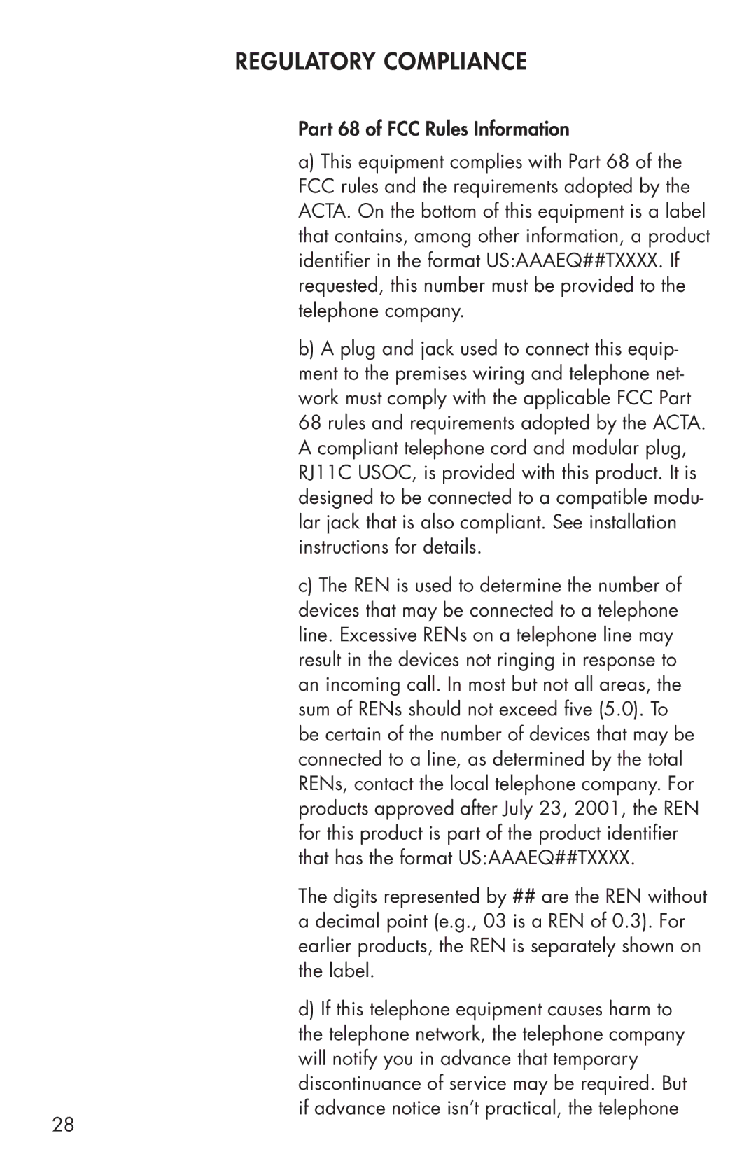 Clarity C4205 manual Regulatory Compliance 