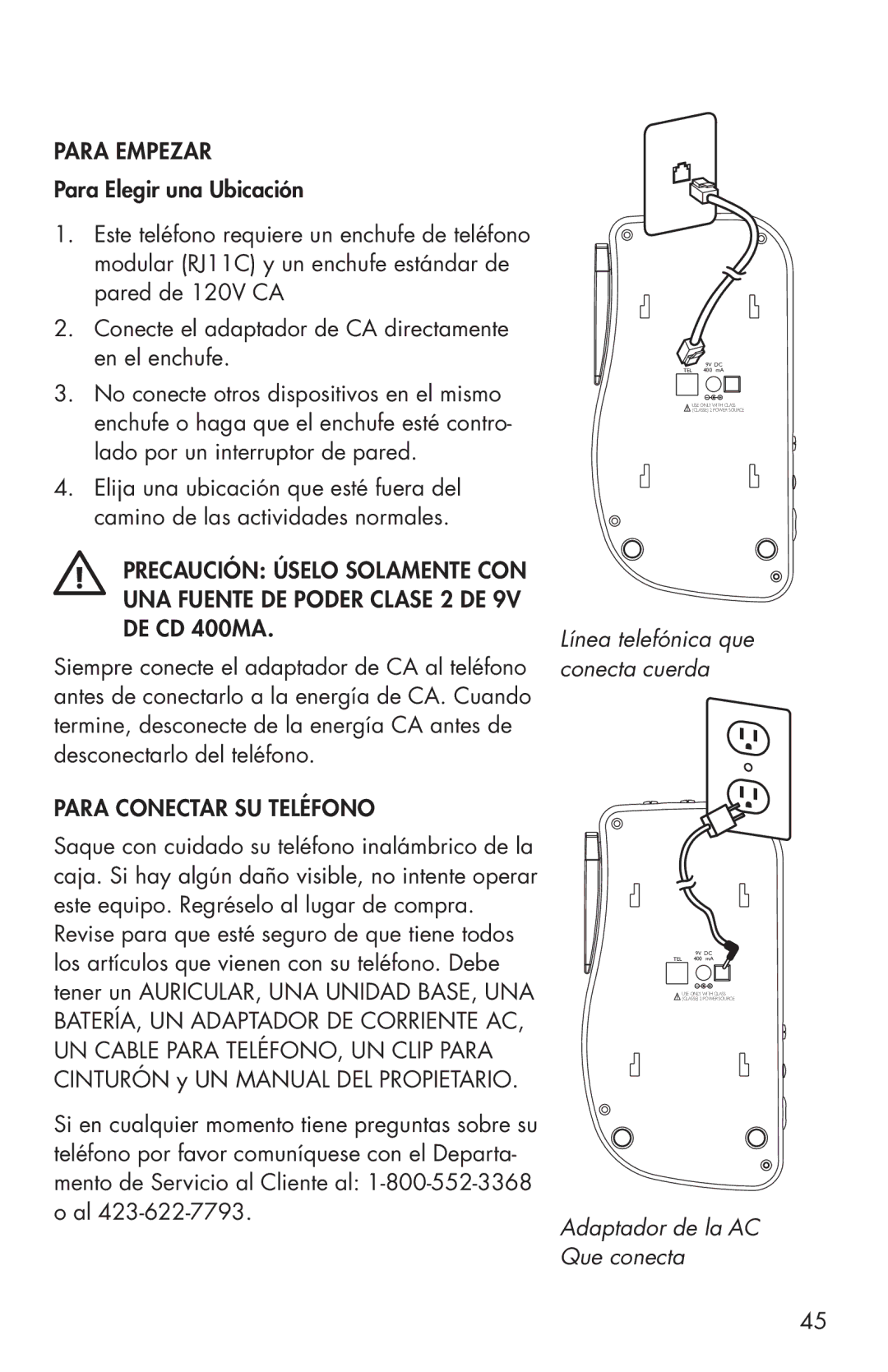 Clarity C4205 manual Para Empezar, Para Conectar SU Teléfono 