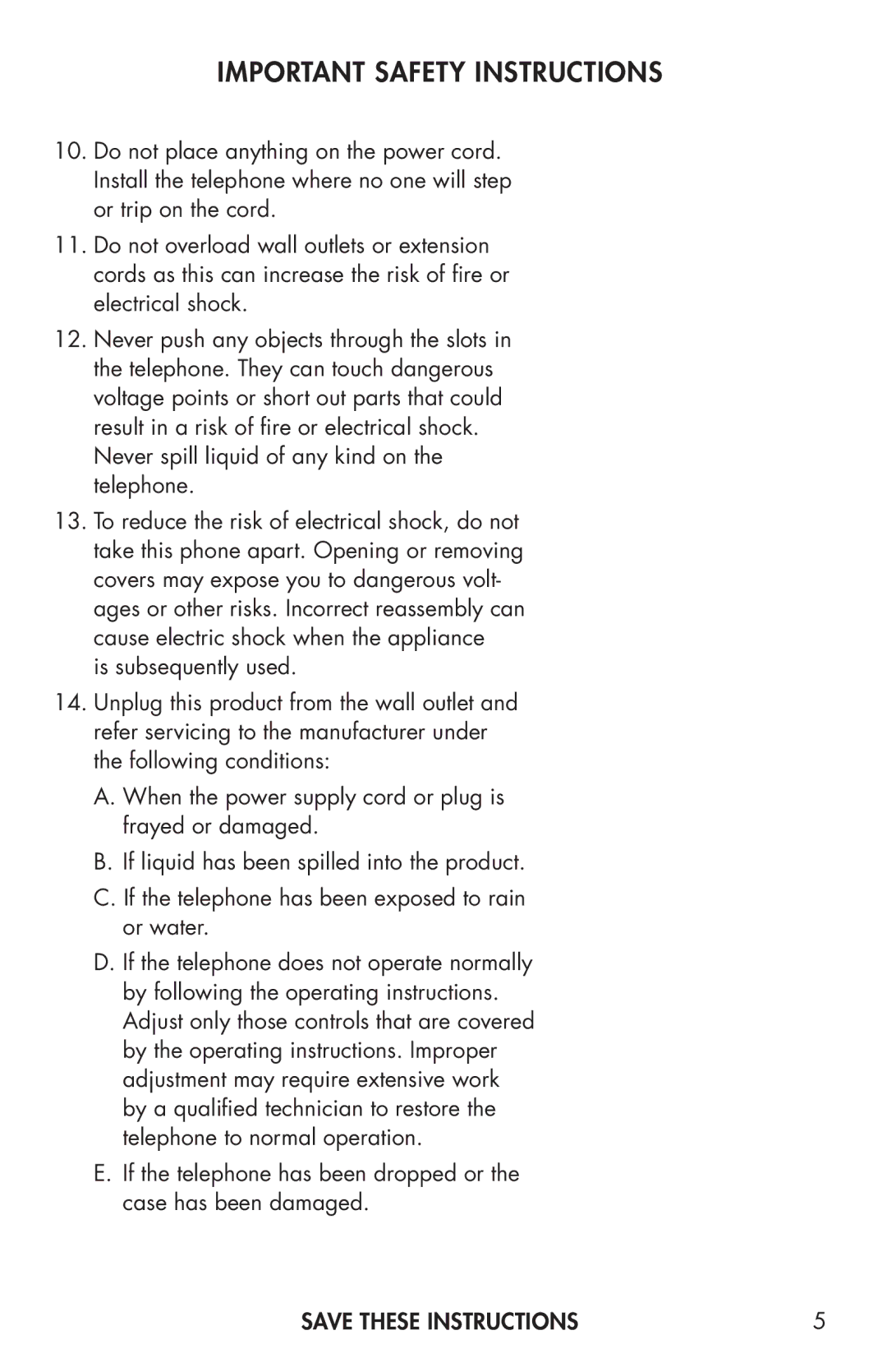 Clarity C4205 manual Important Safety Instructions 