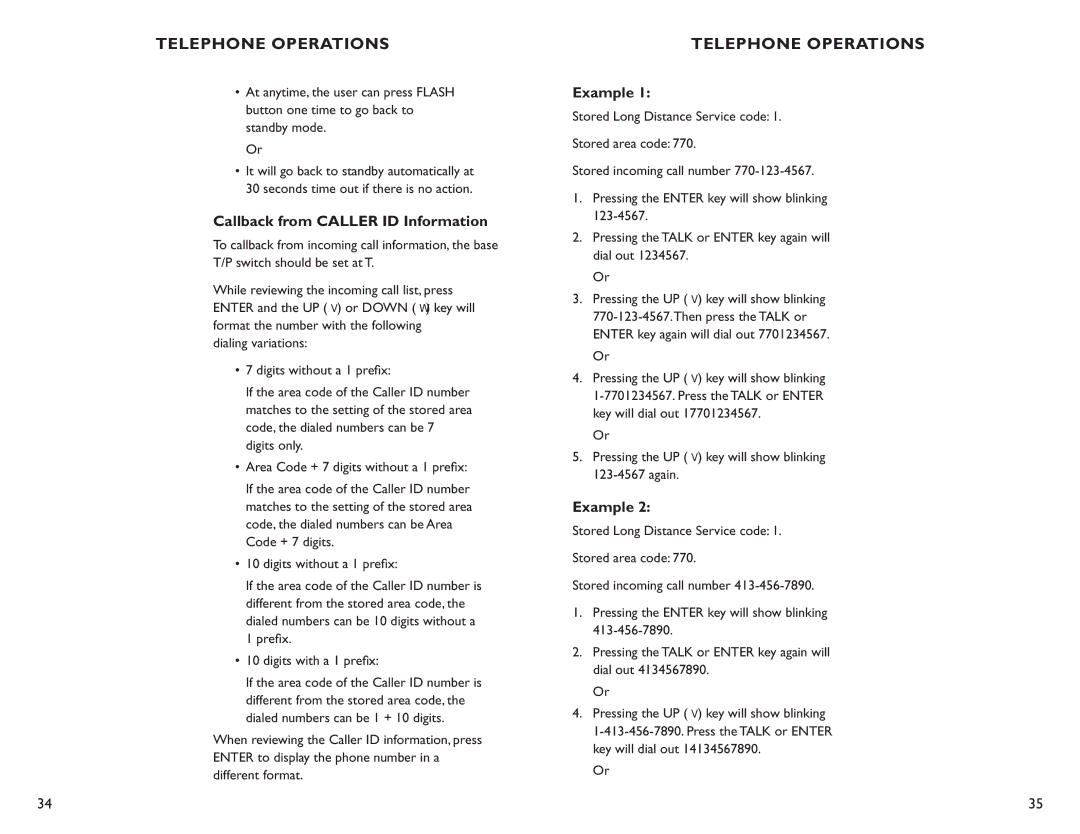 Clarity C4210 manual Callback from Caller ID Information, Example, Pressing the UP key will show blinking 123-4567 again 