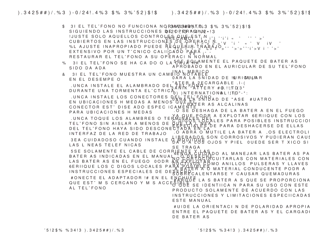 Clarity C4210 manual Instrucciones DE Seguridad Para LAS Baterías, AA baterías alcalinas 