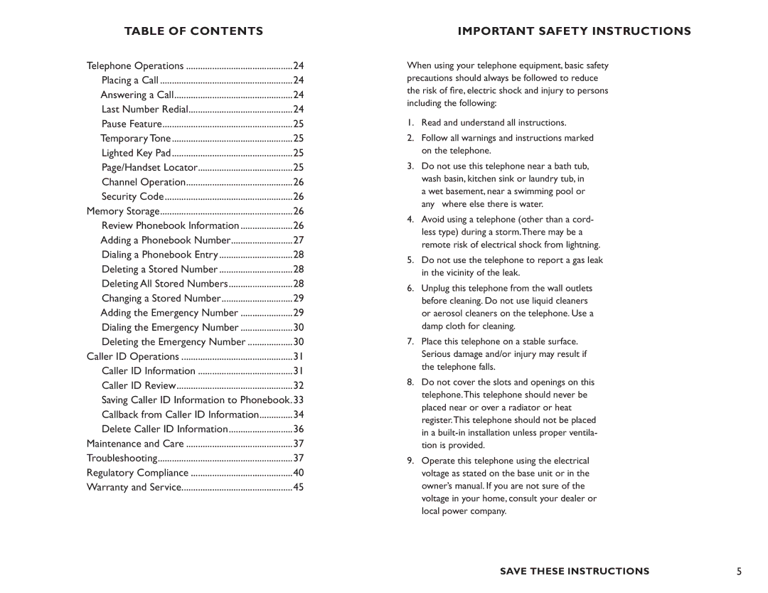 Clarity C4210 manual Important Safety Instructions, Delete Caller ID Information 