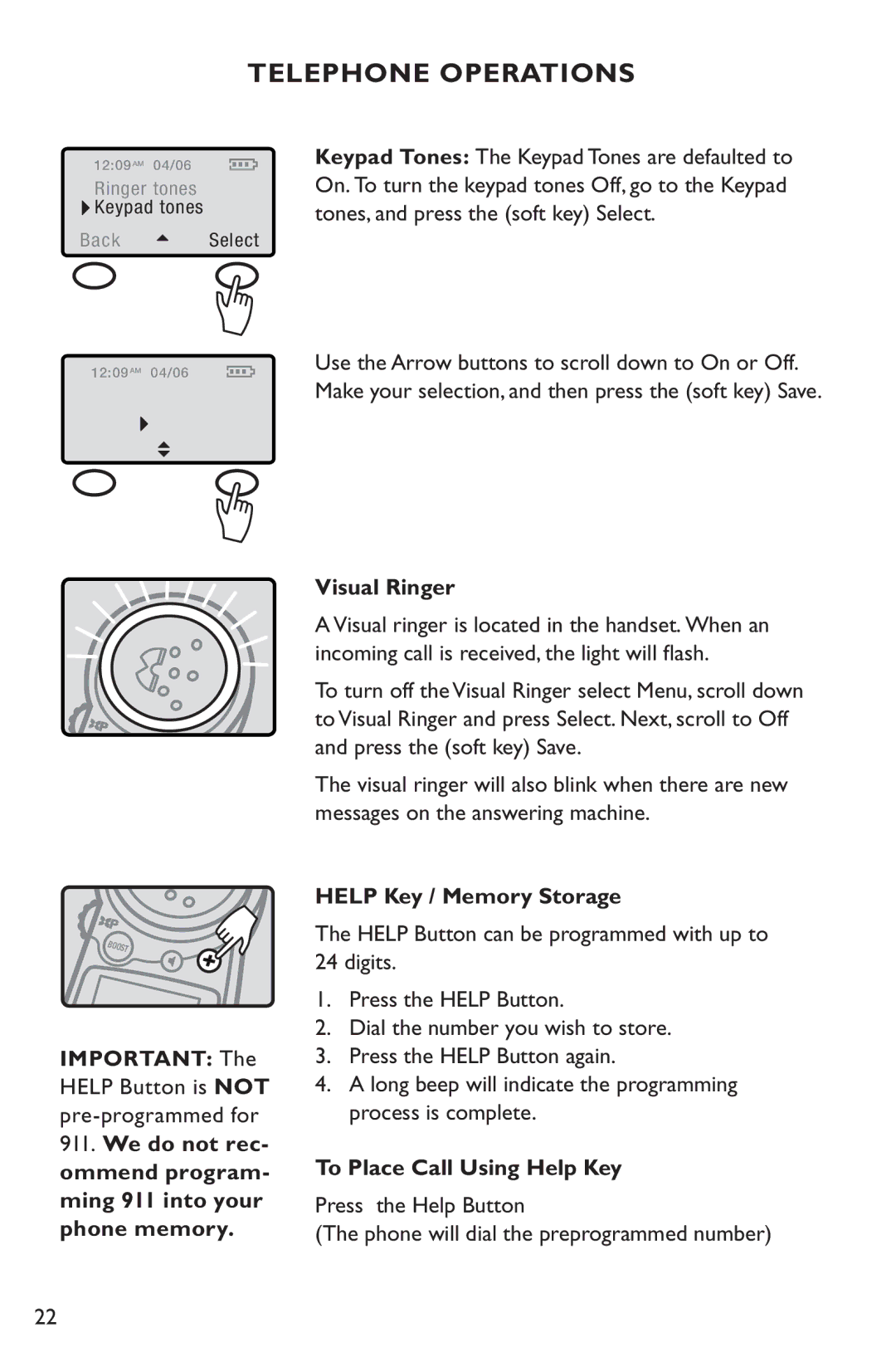 Clarity C4230 manual Help Button is not pre-programmed for, Help Key / Memory Storage, To Place Call Using Help Key 