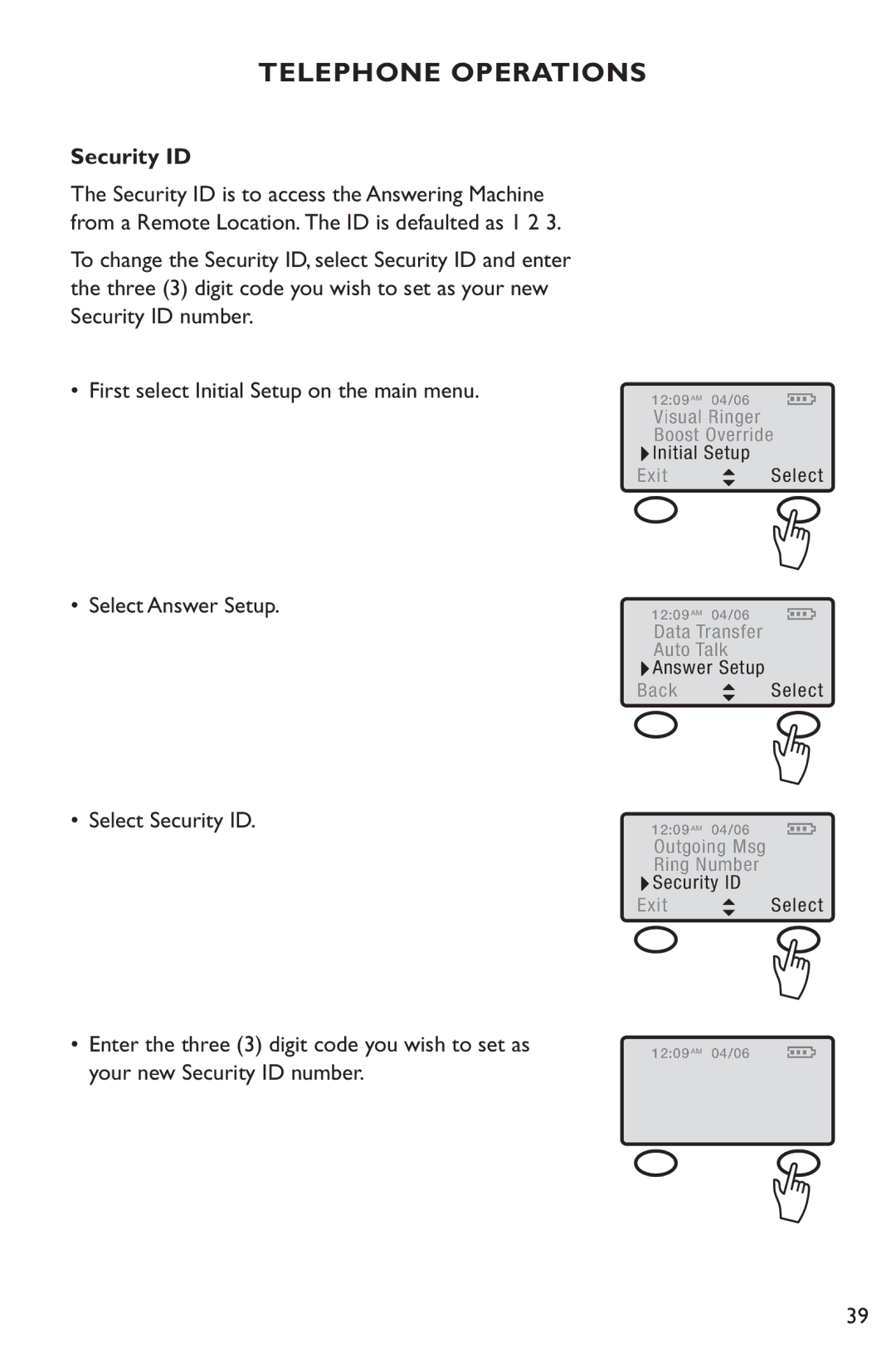 Clarity C4230 manual Security ID 