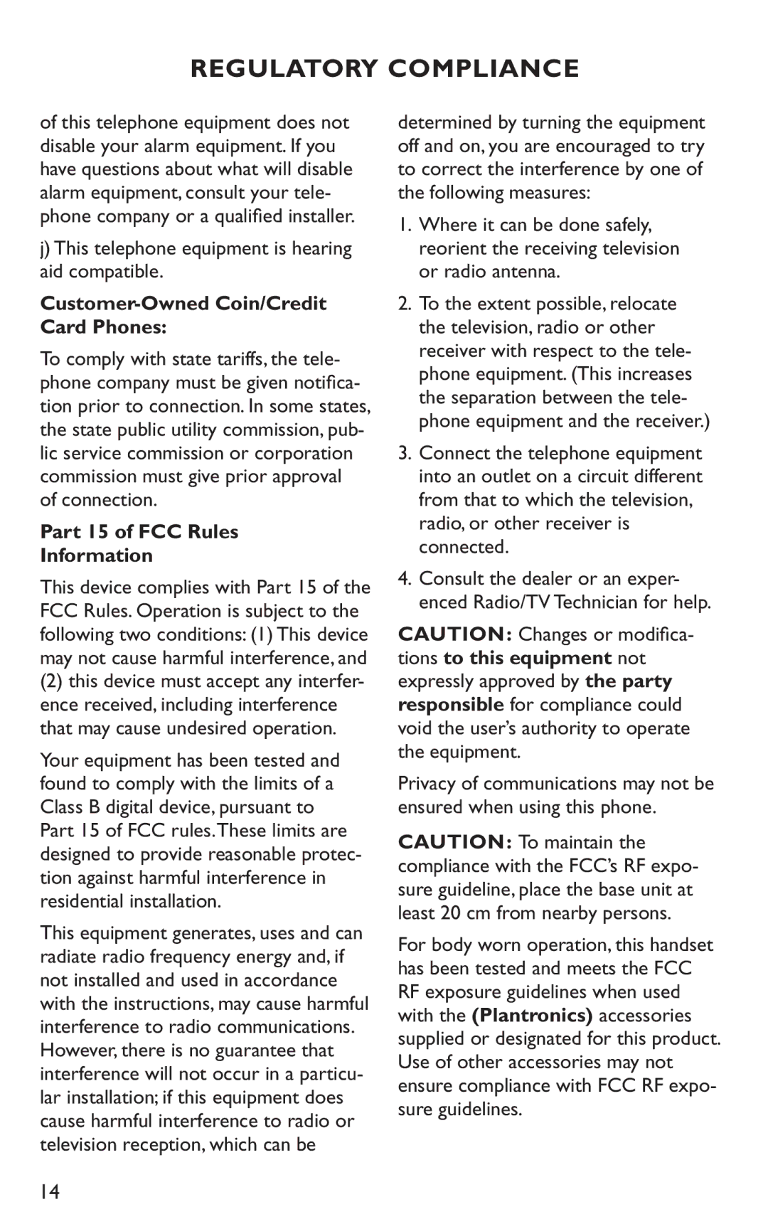 Clarity C4230HS manual This telephone equipment is hearing aid compatible, Customer-Owned Coin/Credit Card Phones 