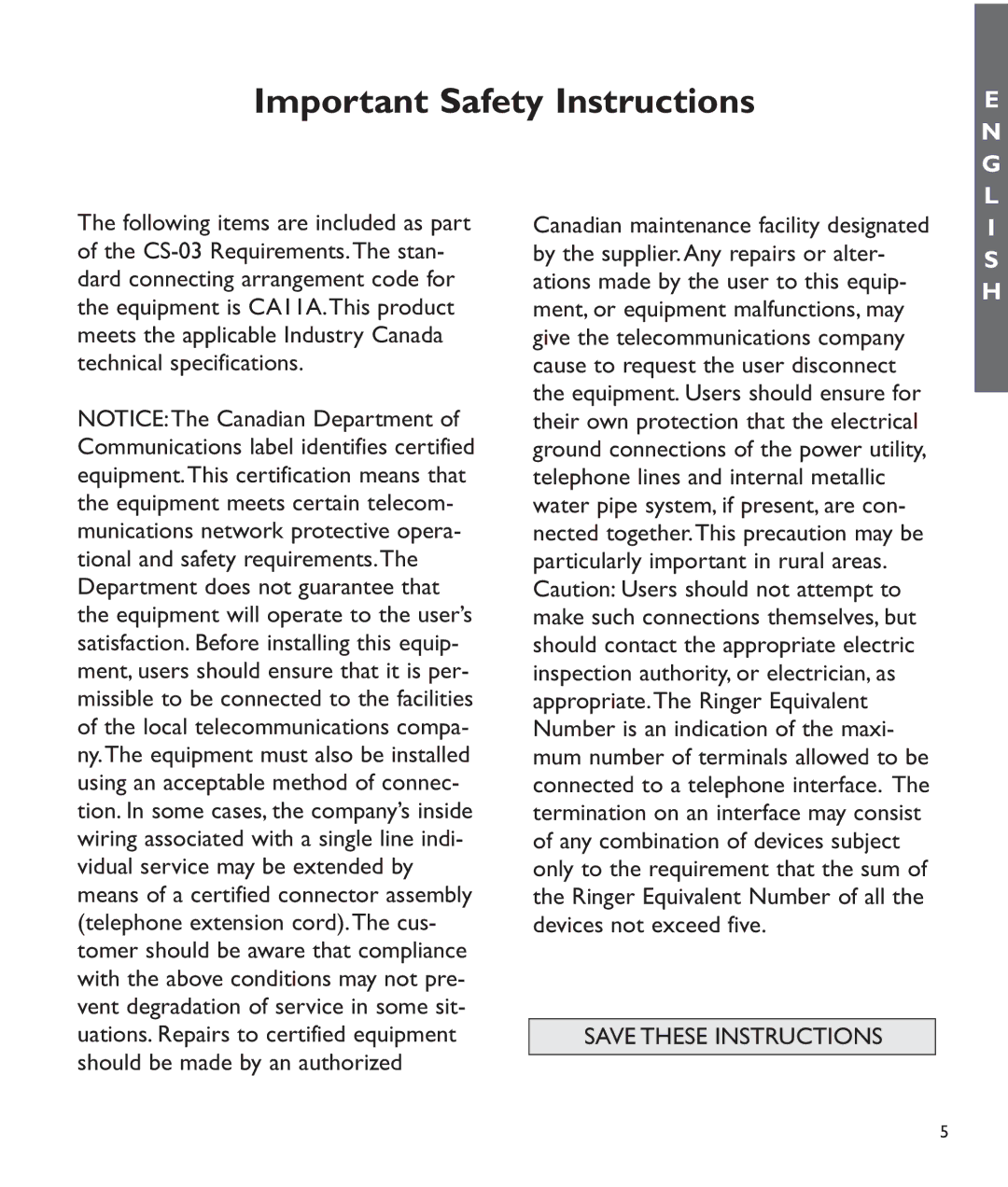 Clarity C510 manual Important Safety Instructions 