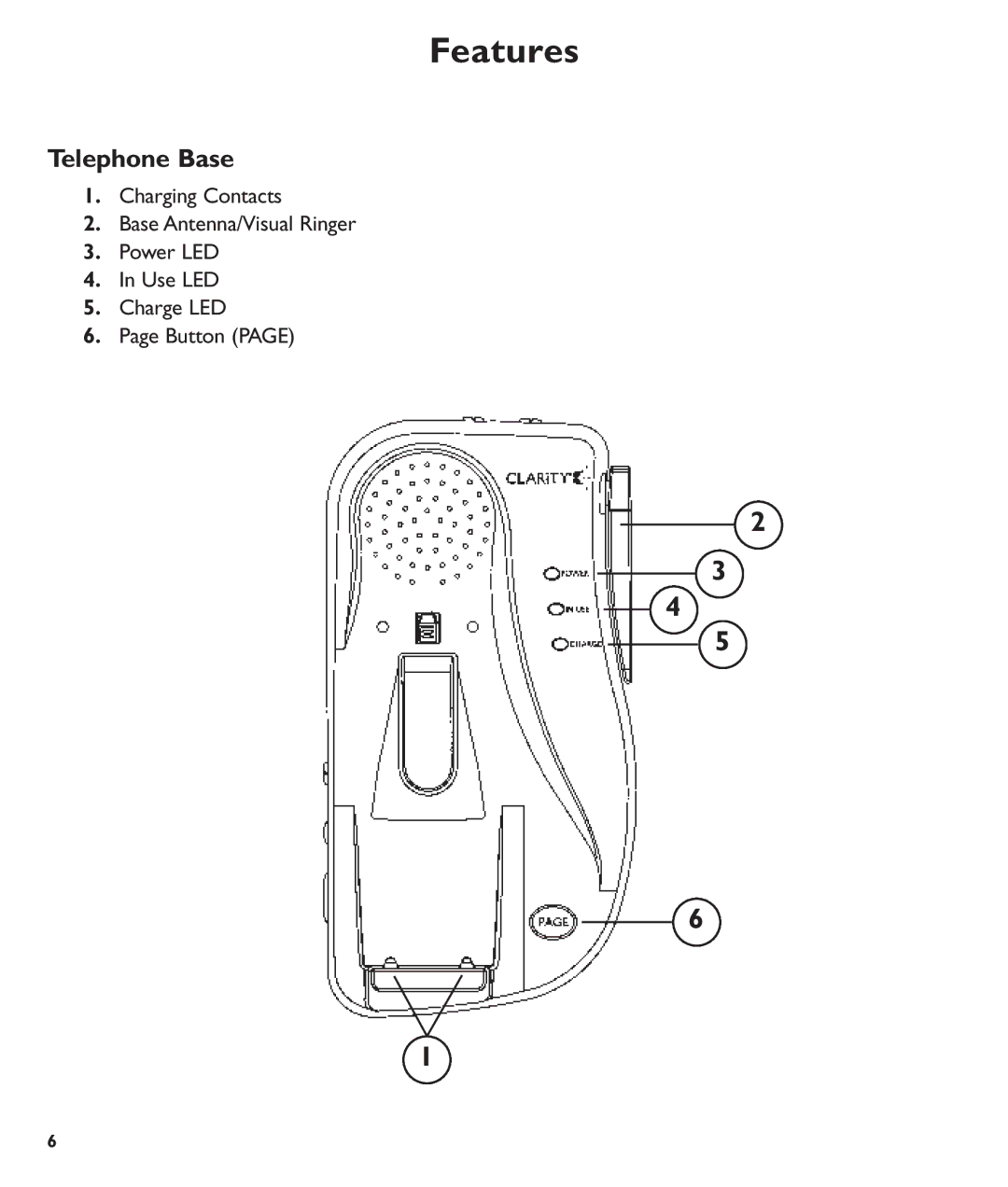 Clarity C600 manual Telephone Base 