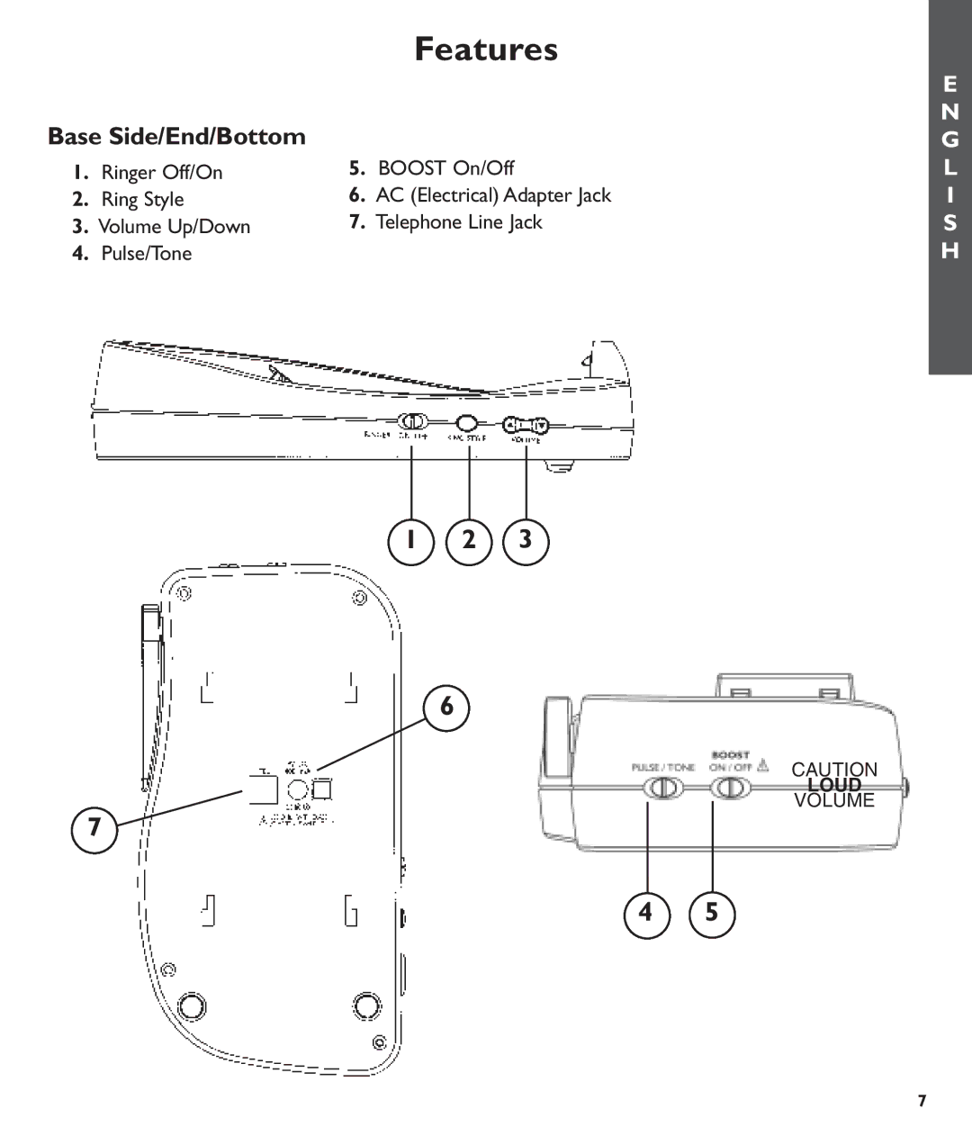 Clarity C600 manual Base Side/End/Bottom 