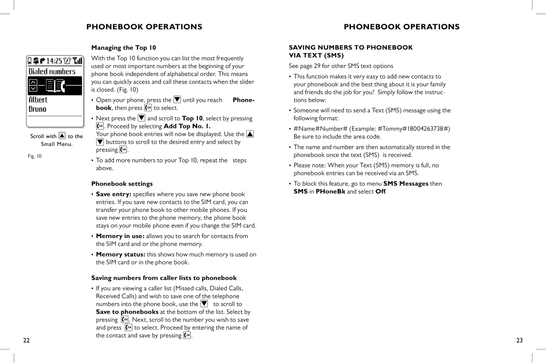 Clarity C900 manual Managing the Top, Phonebook settings, Saving numbers from caller lists to phonebook 