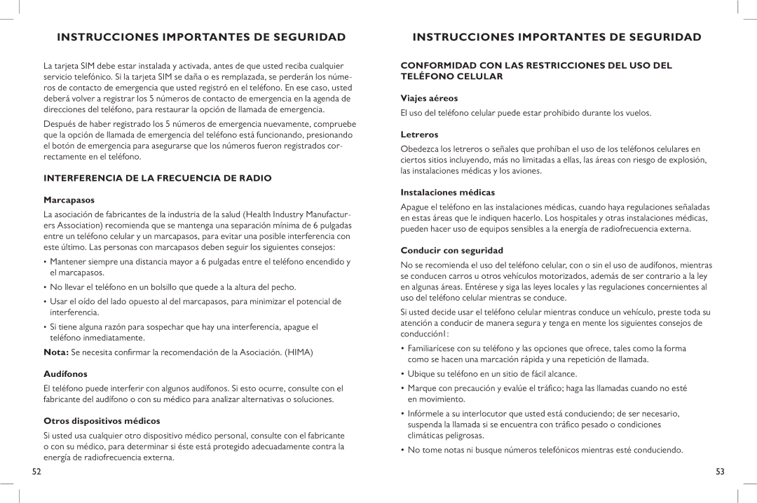 Clarity C900 manual Interferencia de la frecuencia de radio Marcapasos, Audífonos, Otros dispositivos médicos, Letreros 