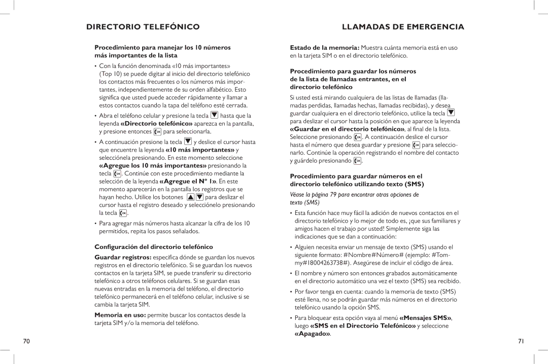 Clarity C900 manual Llamadas DE Emergencia, Con la función denominada «10 más importantes» 