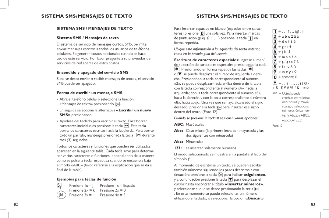 Clarity C900 manual Sistema SMS / Mensajes de texto, Encendido y apagado del servicio SMS, Forma de escribir un mensaje SMS 