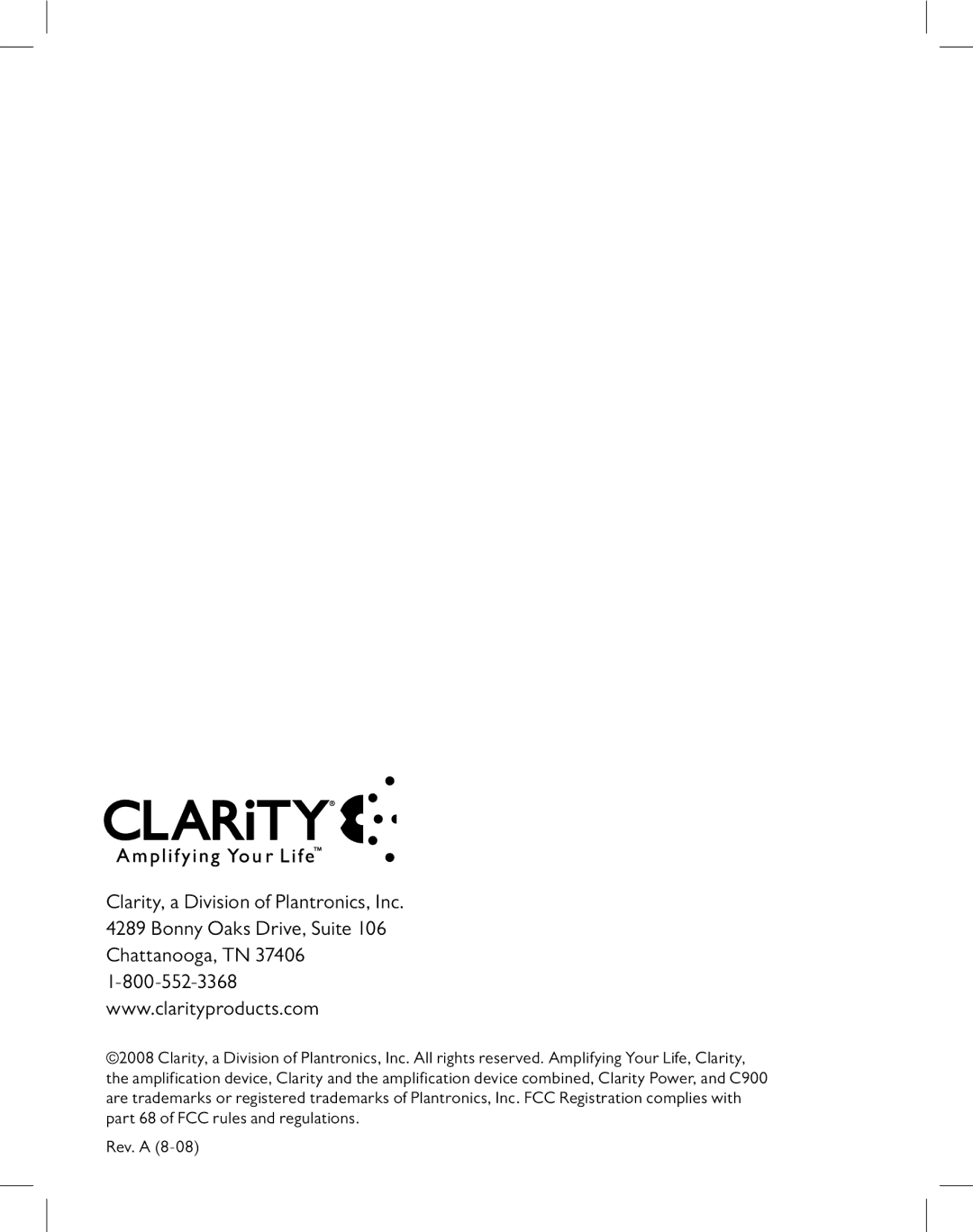 Clarity C900 manual 