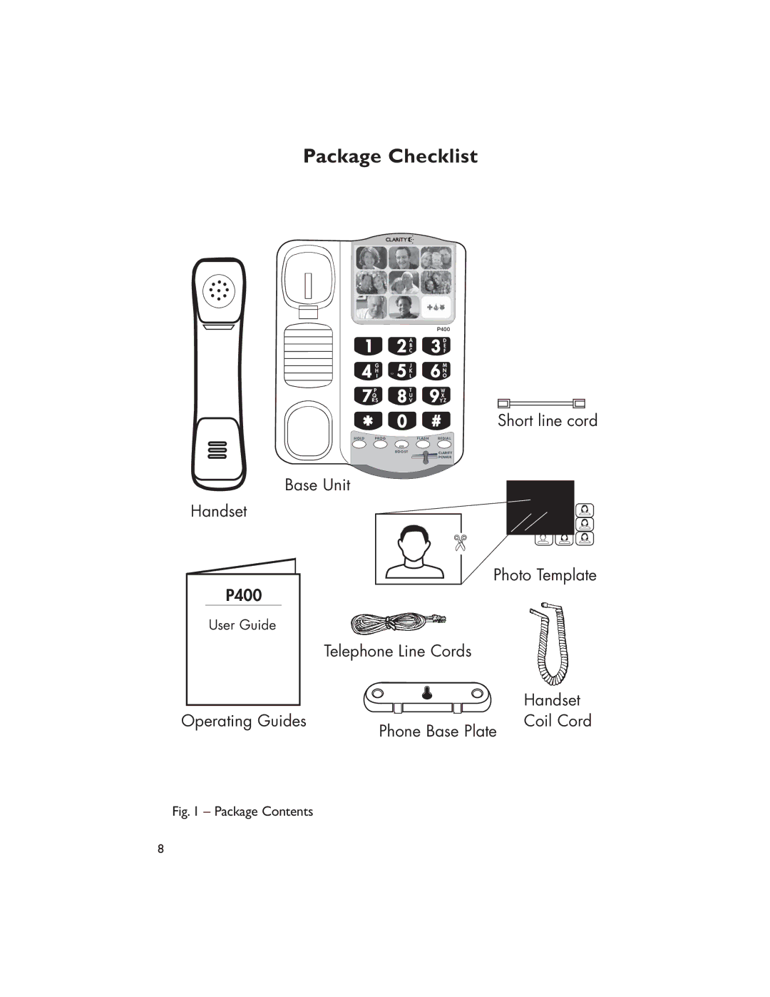 Clarity CLARITY-P400 manual Package Checklist, Package Contents 