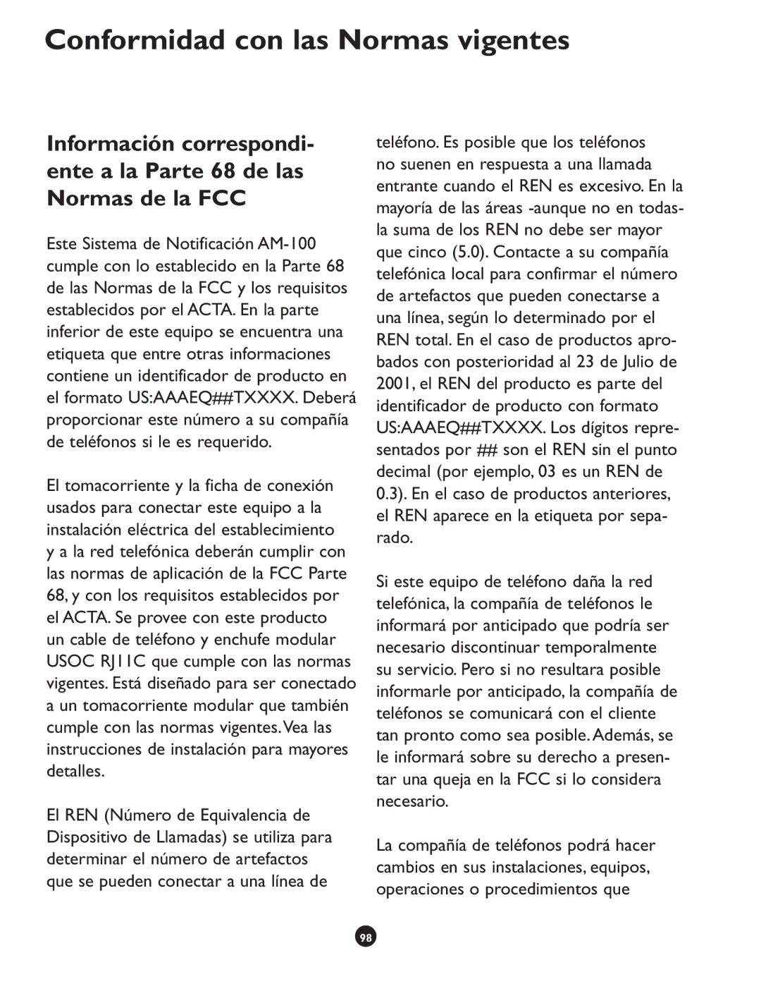 Clarity CLS 45i operating instructions Conformidad con las Normas vigentes 