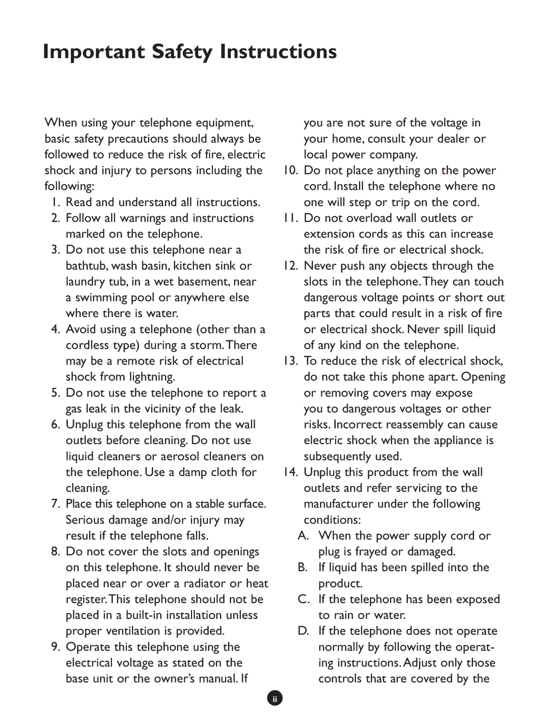 Clarity CLS 45i operating instructions Important Safety Instructions 