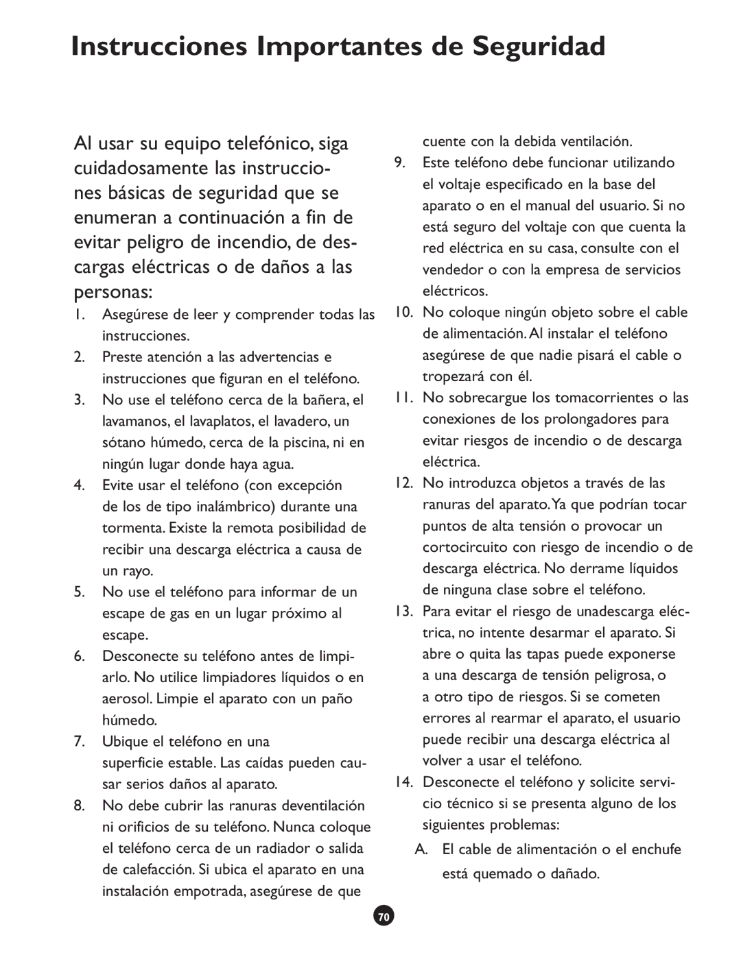 Clarity CLS 45i Instrucciones Importantes de Seguridad, Asegúrese de leer y comprender todas las instrucciones 