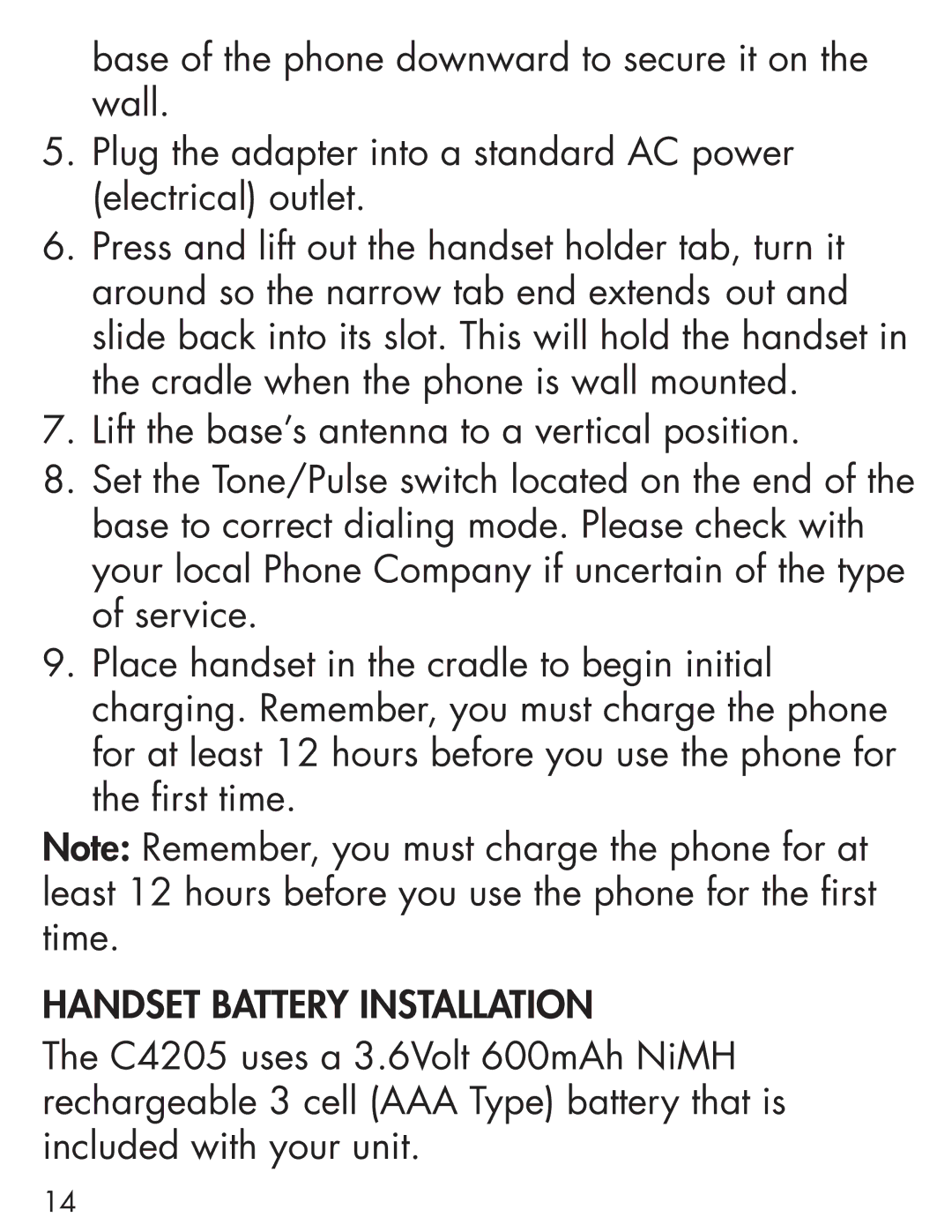 Clarity Cordless Telephone manual Handset Battery Installation 