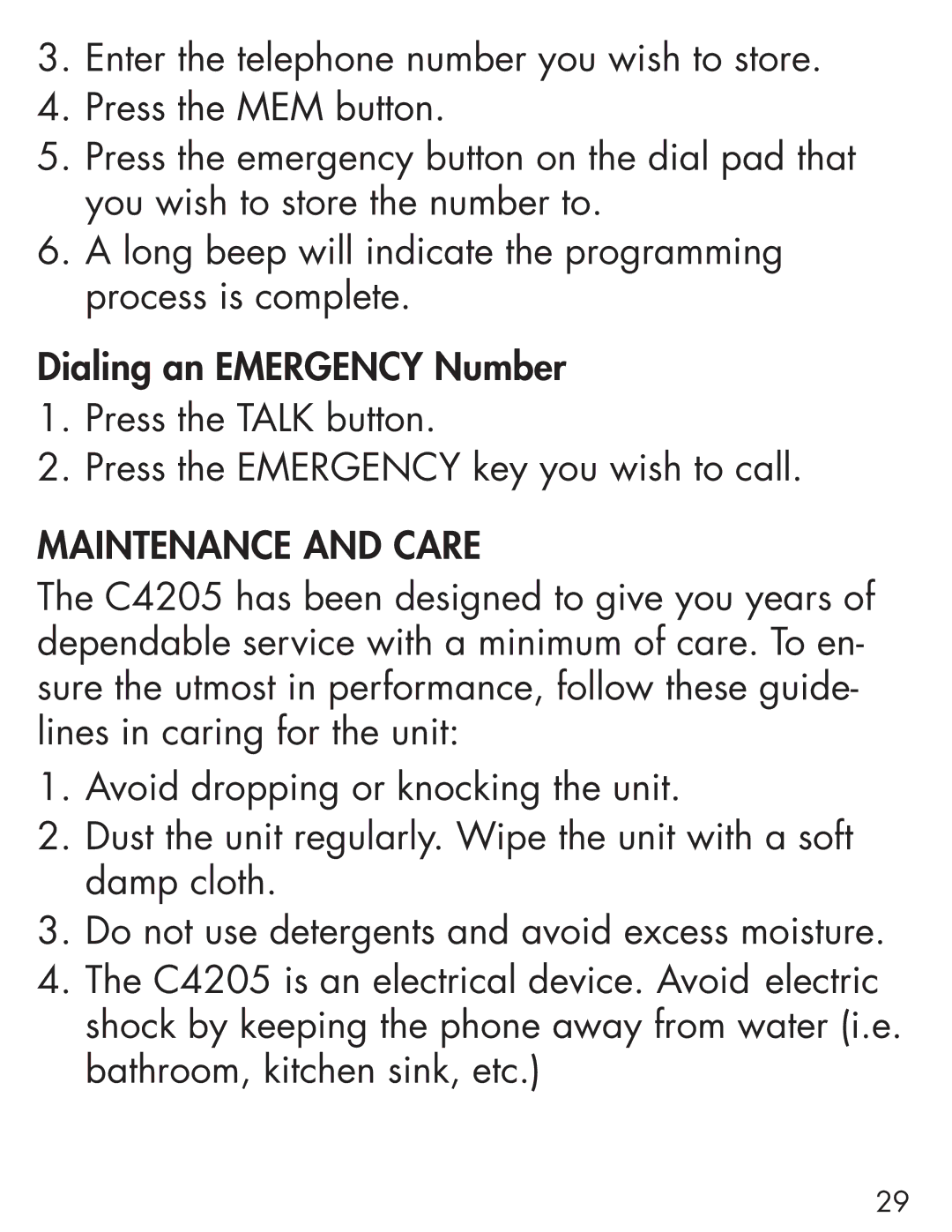 Clarity Cordless Telephone manual Maintenance and Care 