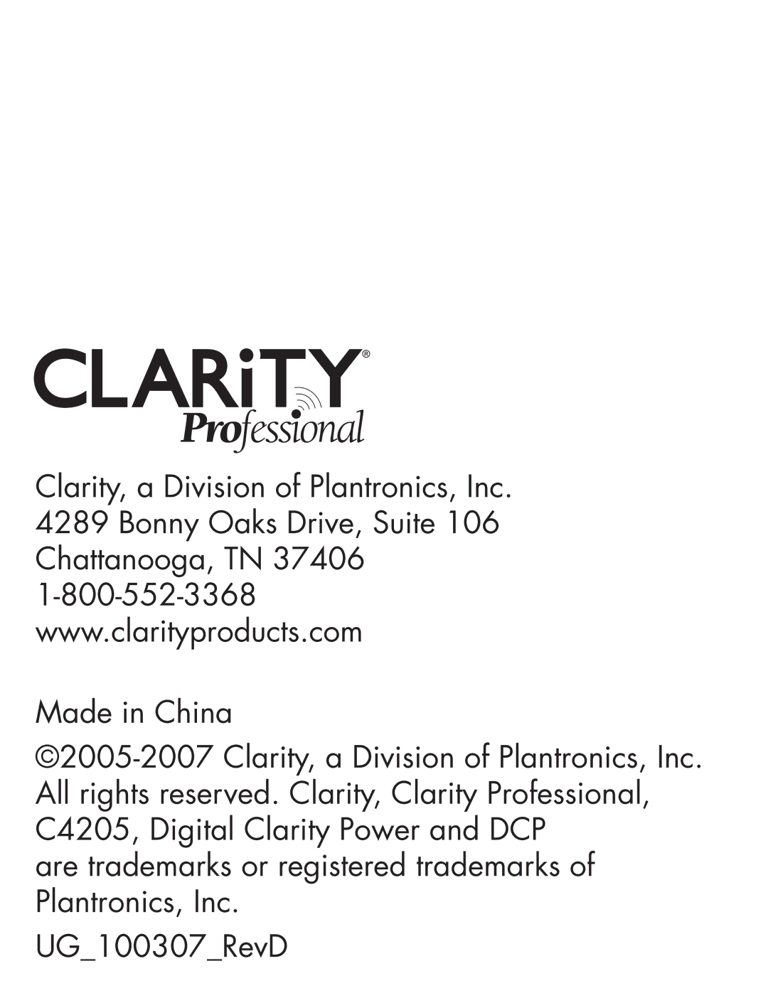 Clarity Cordless Telephone manual 