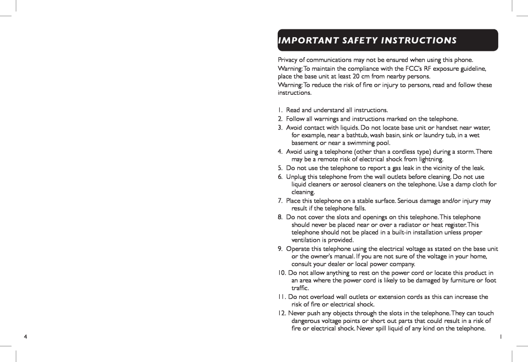 Clarity D704HS, D702HS manual Important Safety Instructions 