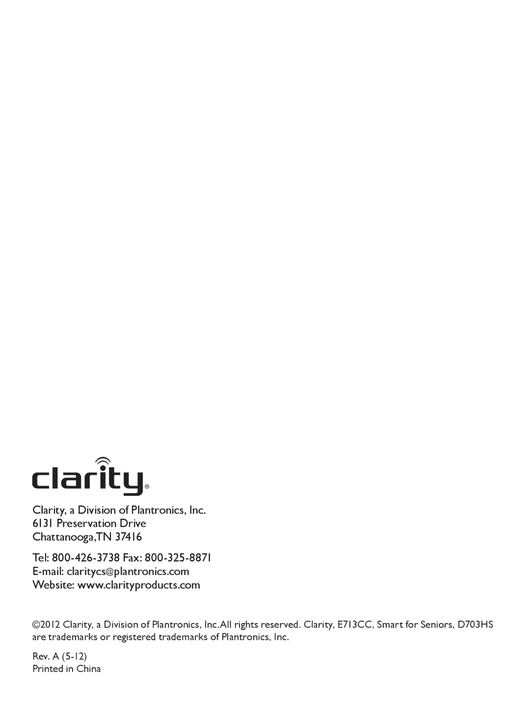 Clarity E713CC manual 