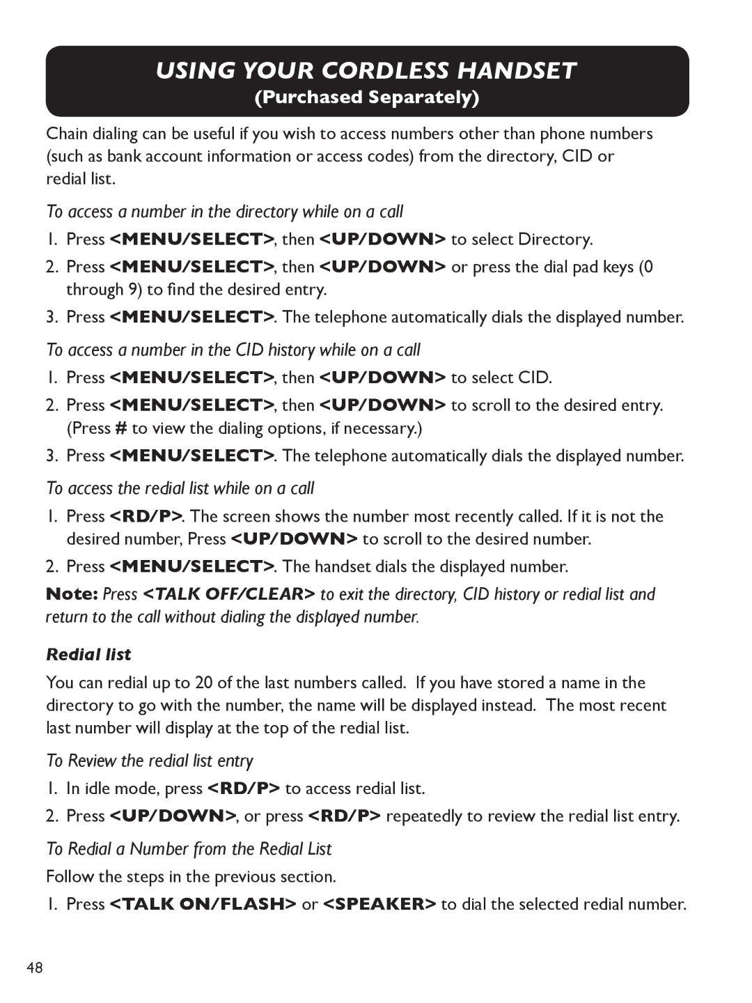 Clarity E814 To access a number in the directory while on a call, To access a number in the CID history while on a call 