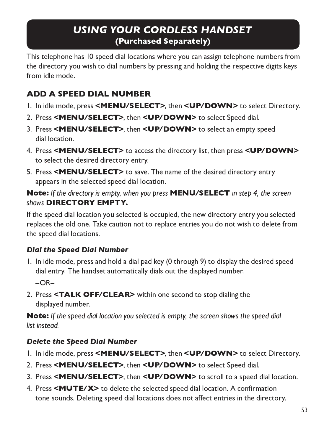 Clarity E814 Add a Speed Dial Number, Shows Directory empty, Dial the Speed Dial Number, Delete the Speed Dial Number 