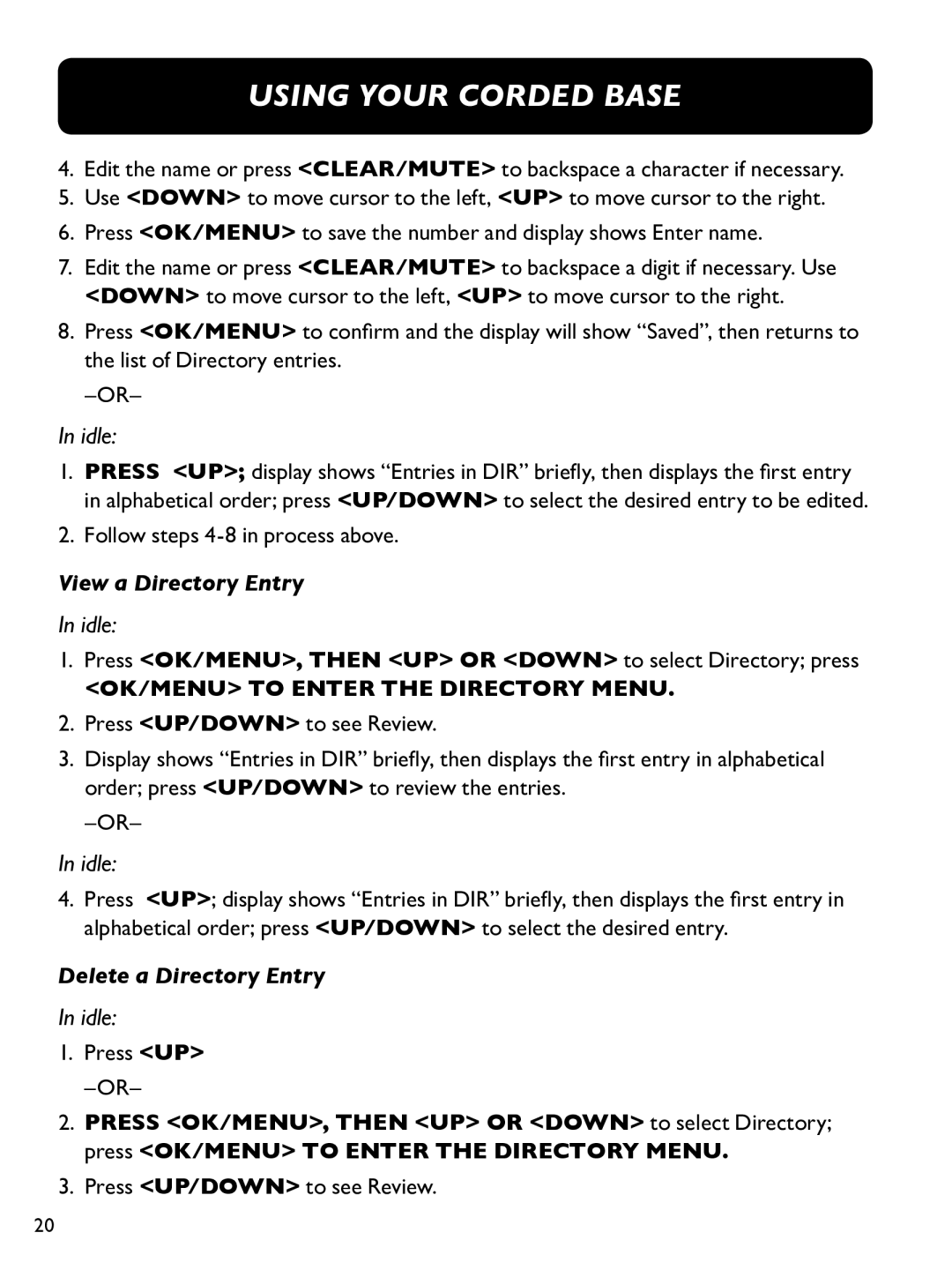 Clarity E814CC manual View a Directory Entry, Delete a Directory Entry 