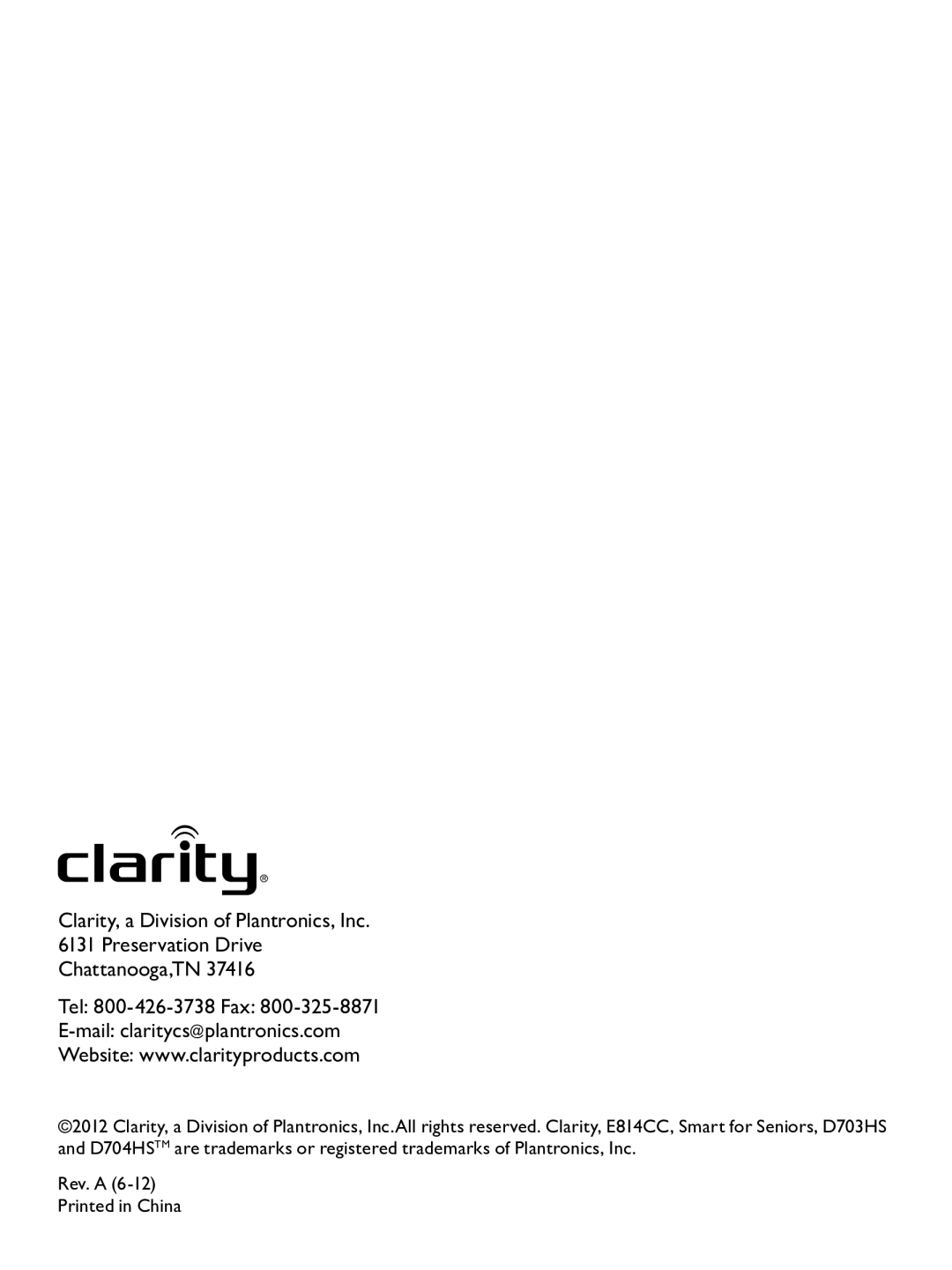 Clarity E814CC manual 