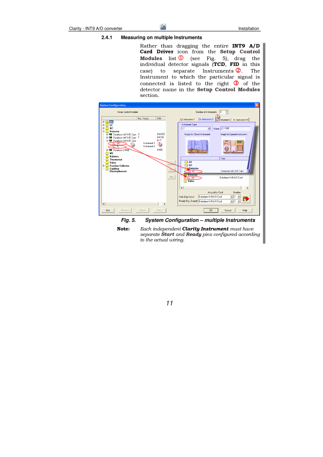 Clarity INT9 manual System Configuration multiple Instruments 