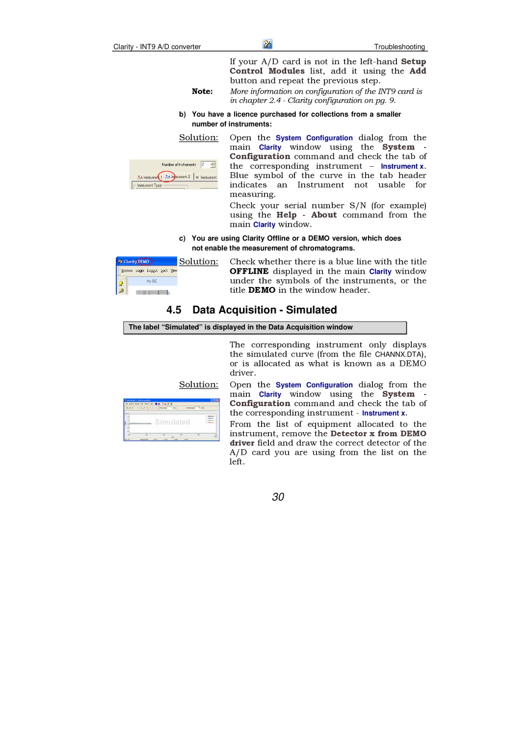 Clarity INT9 manual Data Acquisition Simulated 