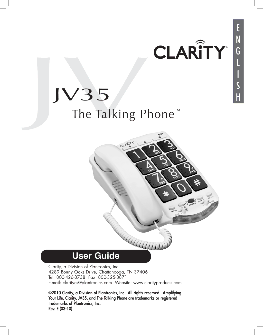 Clarity JV35 manual 