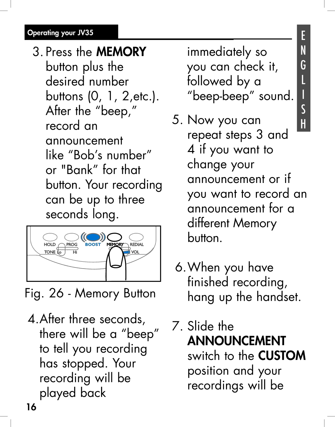 Clarity manual Operating your JV35 