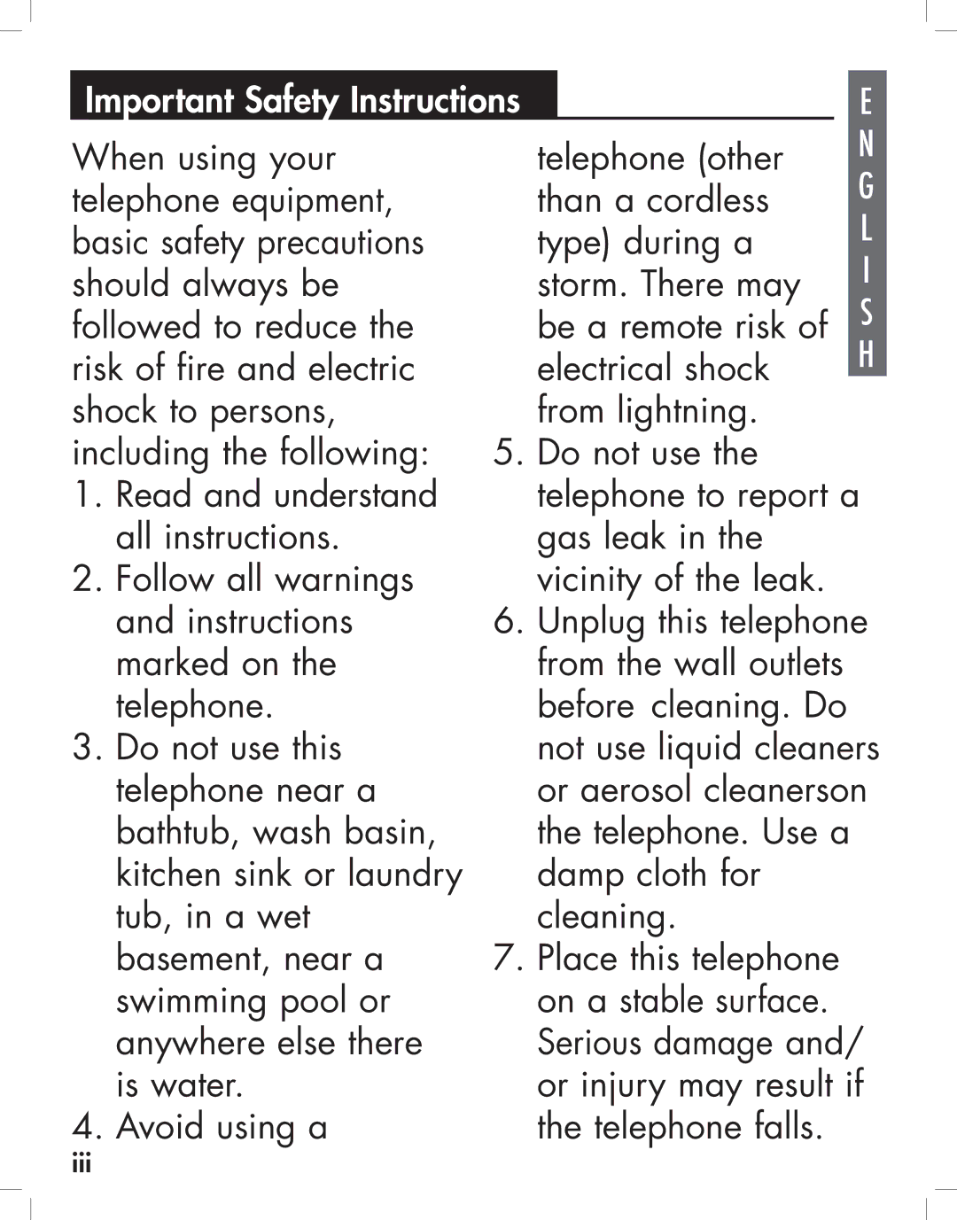 Clarity JV35 manual Important Safety Instructions 