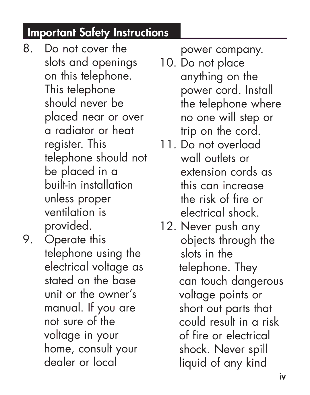 Clarity JV35 manual Important Safety Instructions 